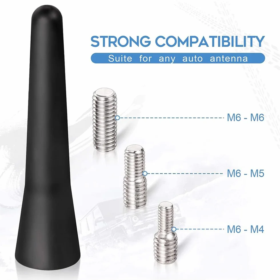 Mini Antenna Corta per Suzuki Swift SX4 Vitara Jimny S-Cross, Antenna Tetto con 3 Viti M4/M5/M6, per Ricezione Radio FM/AM Forte Funzione di Ricezione