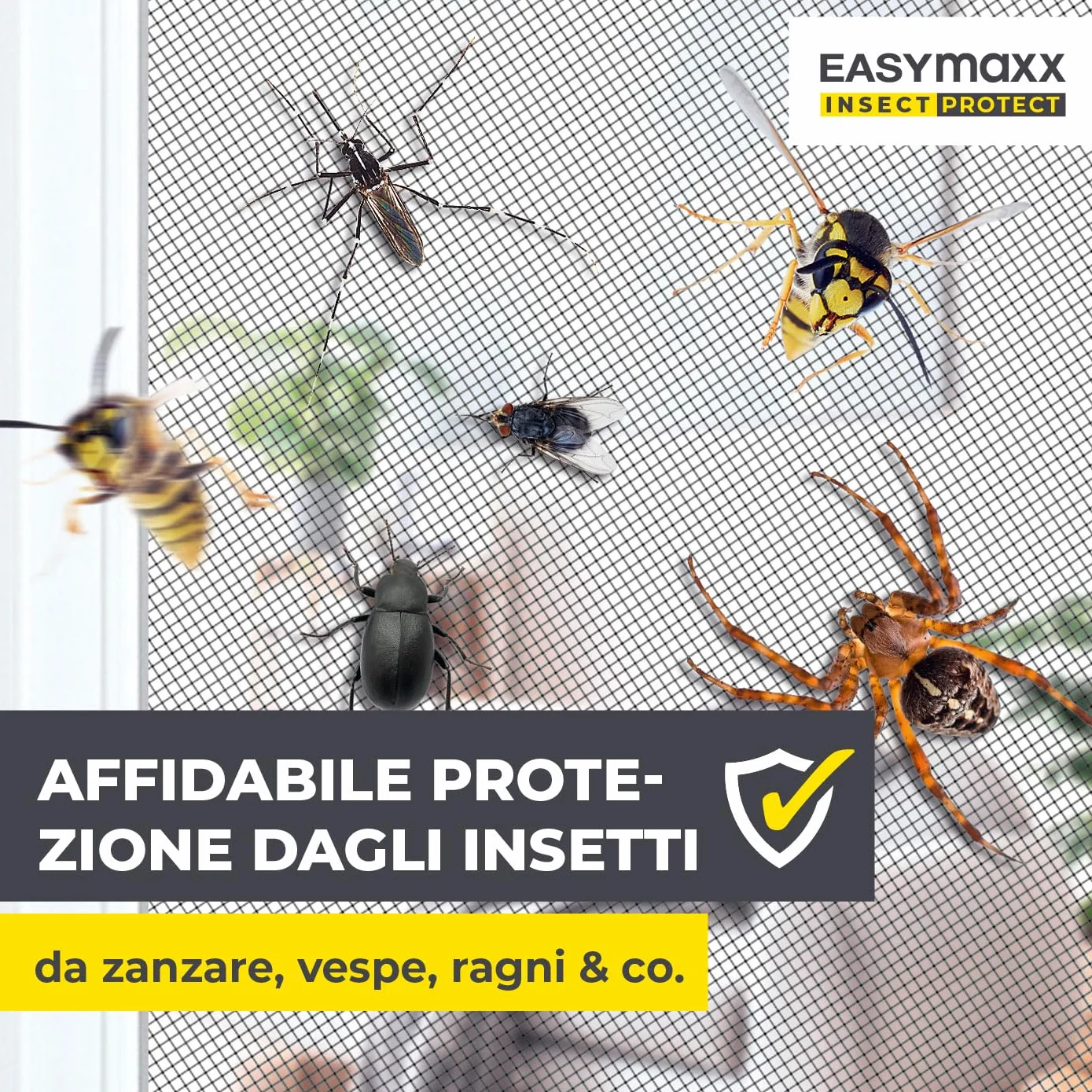 EASYmaxx Insect Protect Zanzariera telescopica Rete Anti-Insetti Antracite 1 Szt.