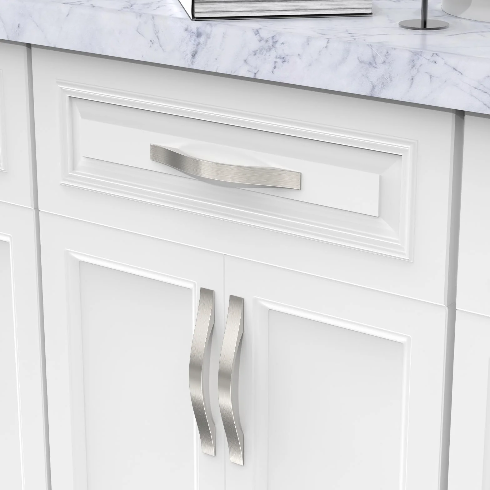 FURNIWARE 10 maniglie per armadi, maniglie per mobili, nichel satinato spazzolato, distanza tra i fori, 128 mm, maniglie per mobili, cassetti, credenze da cucina, armadi, maniglie per cassetti