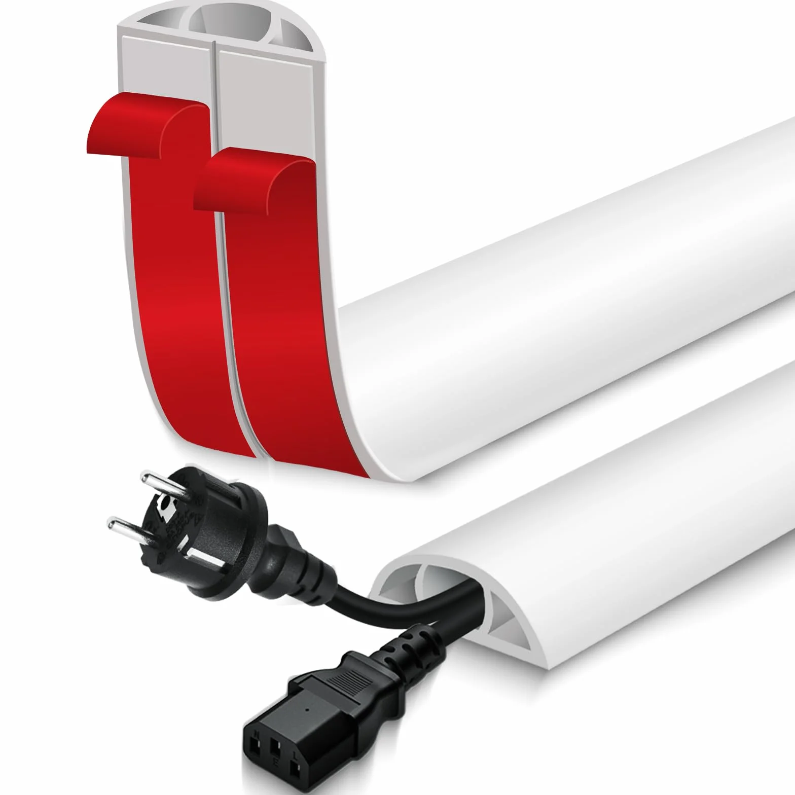 Canalina passacavi adesiva PVC protezioni per cavi a pavimento Bianco 30mm×3m