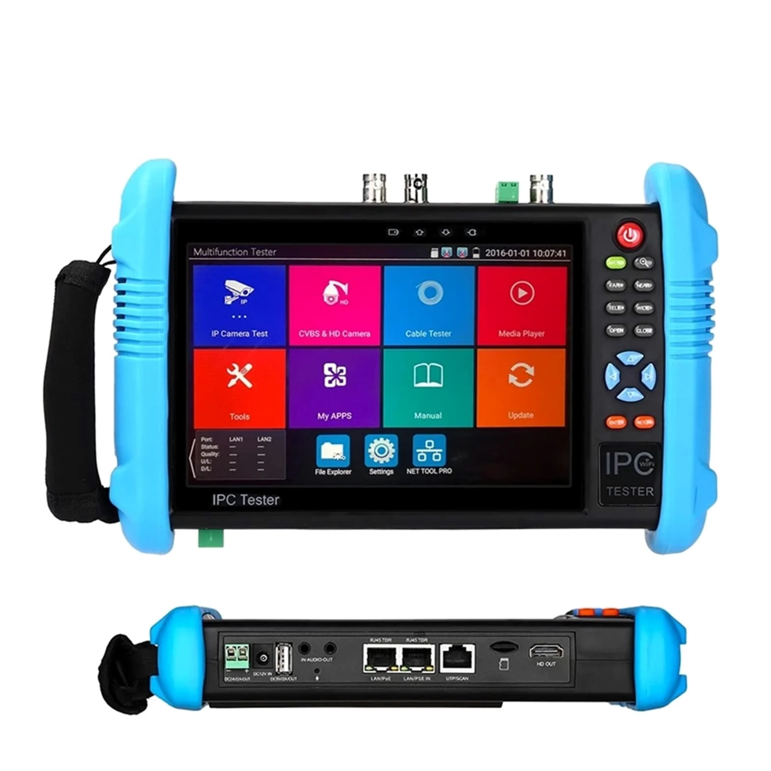 Tester CCTV, Tester CCTV da 7 pollici, tester di videosorveglianza 4K, uscita POE, test WiFi/uscita DC12V portatile