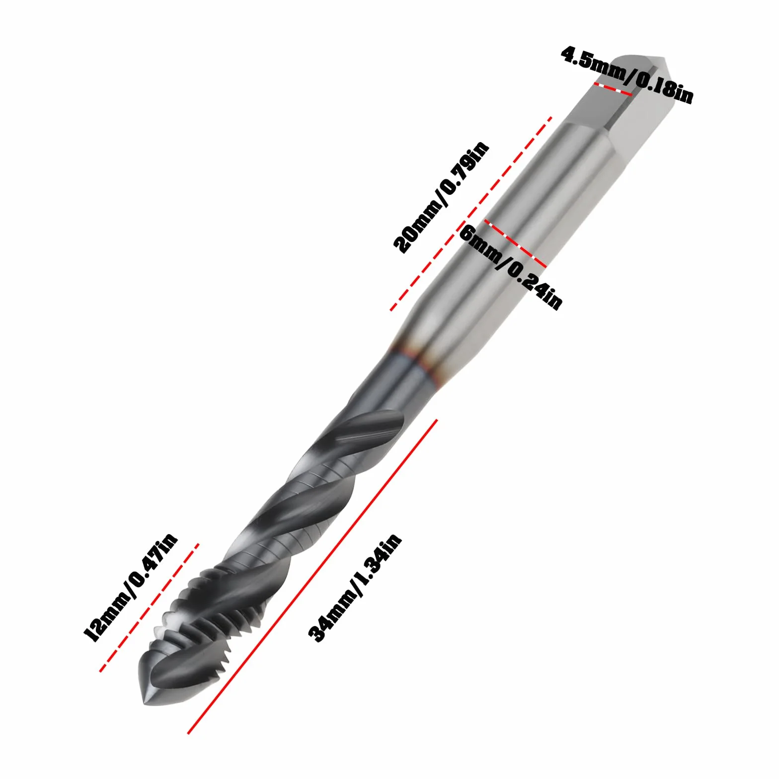 Maschio A Spirale M6 X 1.0 HSS-E A Lama Corta Per Acciaio Inossidabile