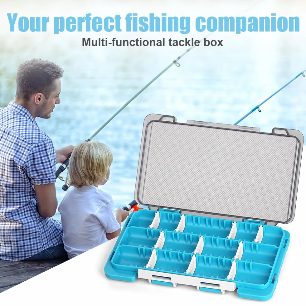 Vicloon Scatola Organizer per Attrezzatura da Pesca 2 in 1 con Subacquei Rimovibili, Plastica Blu