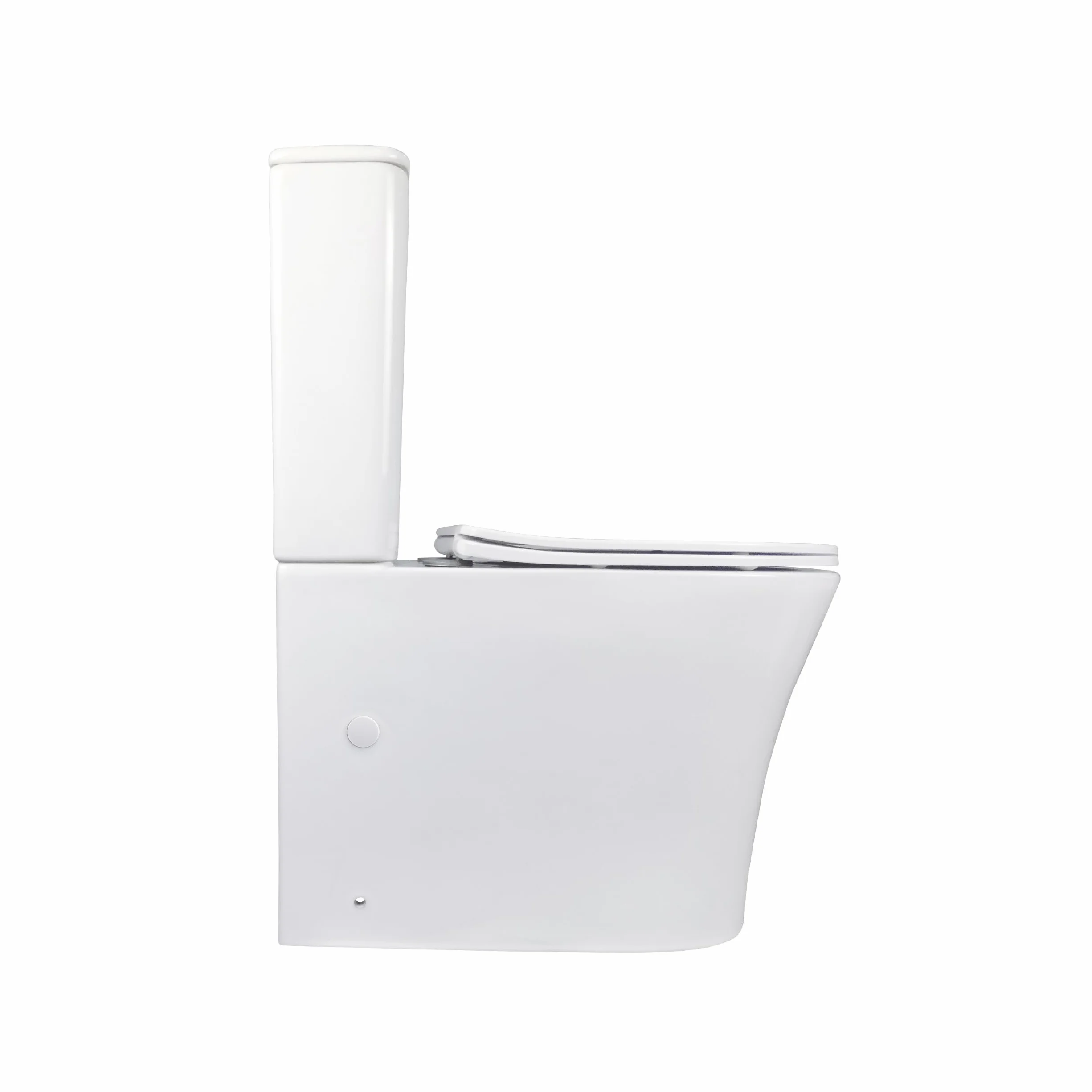 BAIKAL Confezione WC + manicotto estensibile 150-470 mm. WC compatto a pavimento con sistema Rimless e cisterna monoblocco a doppio scarico. Sanitario con doppia uscita e sedile con caduta