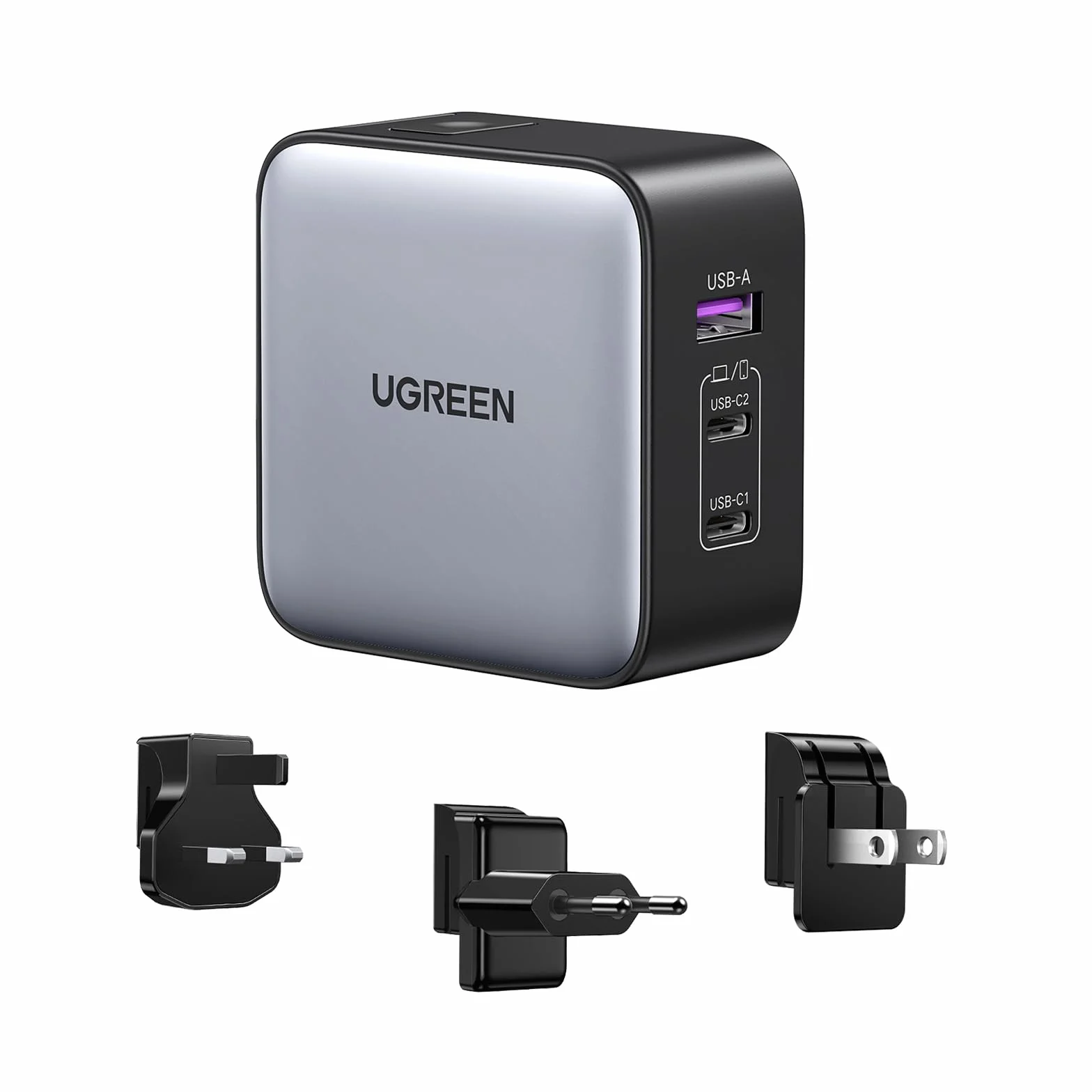 UGREEN Nexode 65W Caricatore da Viaggio con Adattatori Universali Internazionale Compatibile MacBook Pro Air iPad iPhone 17 Pro Max Air 16 15 14 13 Galaxy S26 25 24 Pixel 10 Pro
