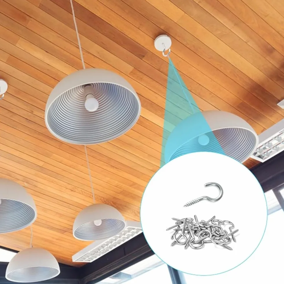 Ganci a Vite con Anello Aperto Nichelati 55mm 2.2 pollice per Soffitto Pareti Appendere Piante Tazze Mensole