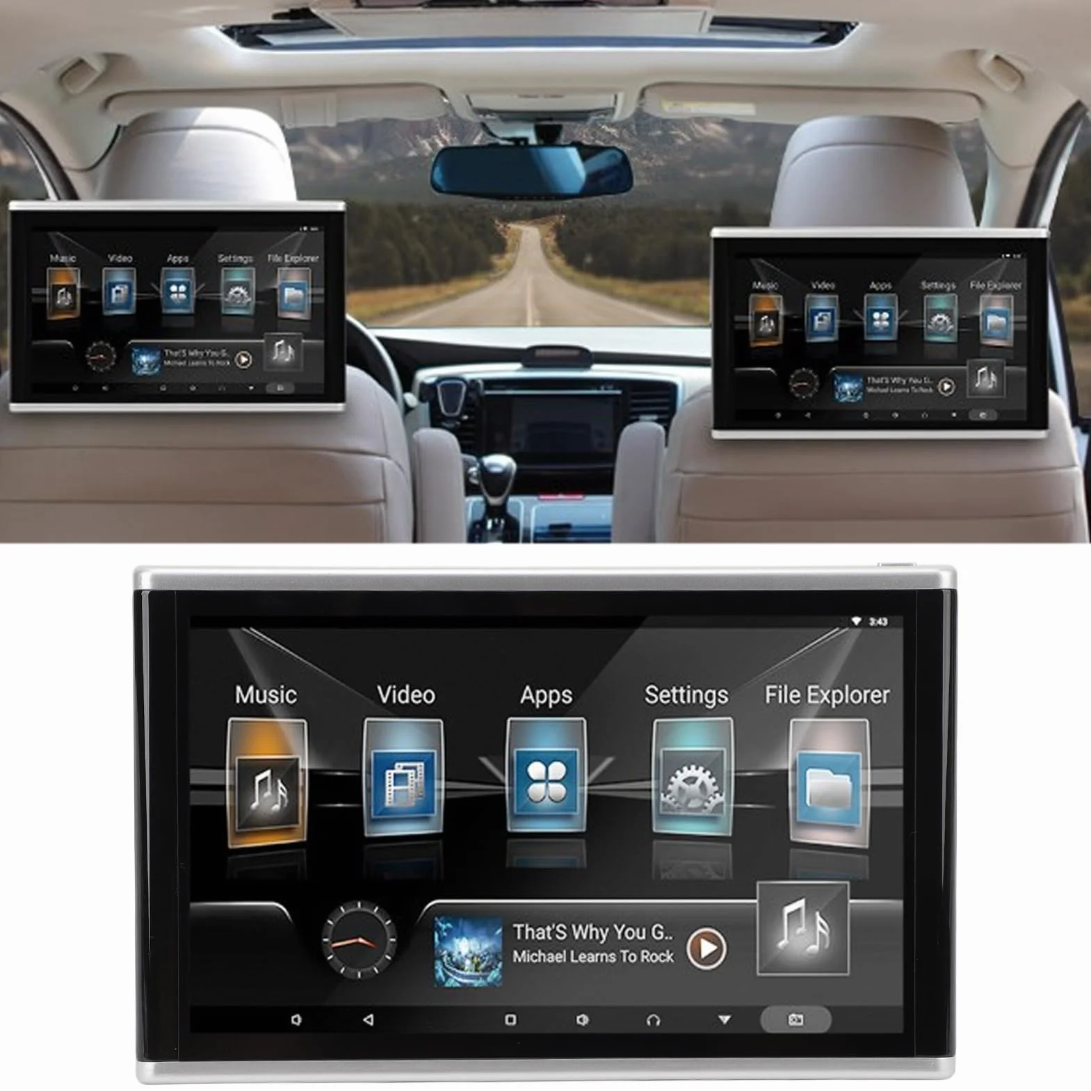 Supporto per Auto 4K 10,1 Pollici, Tablet Monitor per Poggiatesta con ROM 1 GB 32 GB, per il Touch Screen IPS del Sedile Posteriore, per i Monitor TV dei Sedili Posteriori