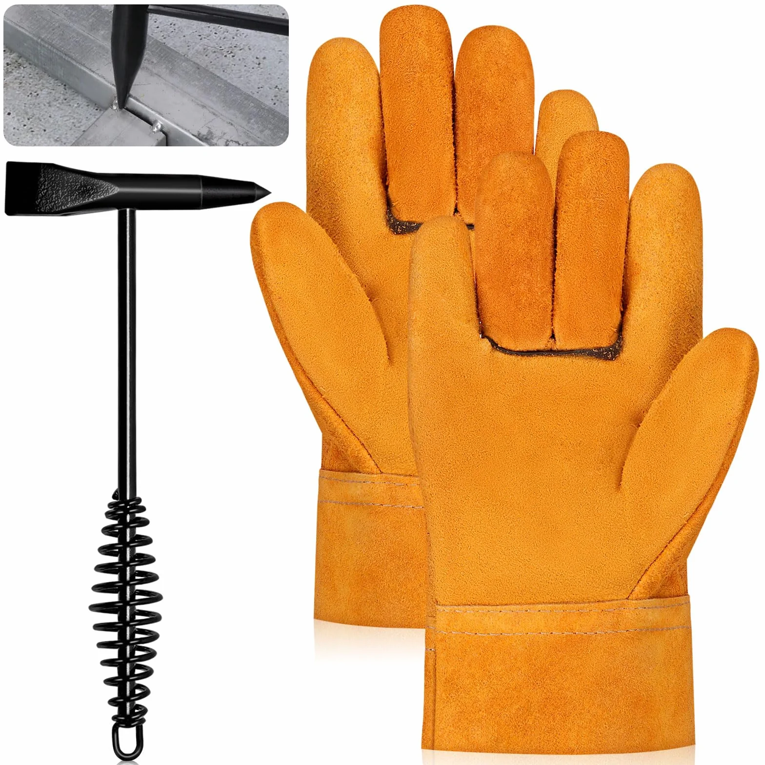 Glarks Set 2 Martelli Saldatura 250 mm Manico Molla Elicoidale Guanti Saldatura Rimozione Scorie