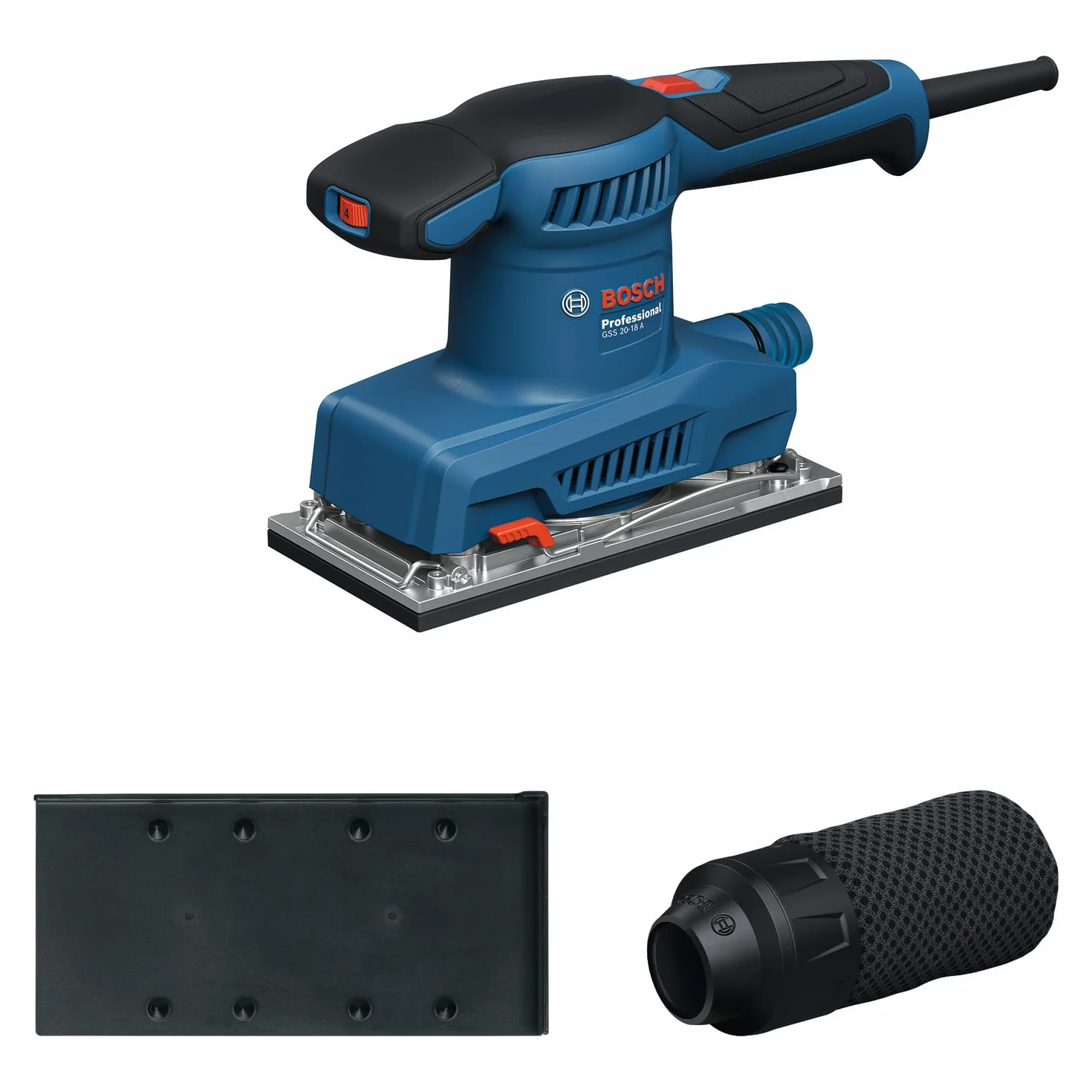 Bosch Professional Levigatrice orbitale a filo GSS 20-18 A (incl. sacchetto raccoglipolvere, piastra perforata)