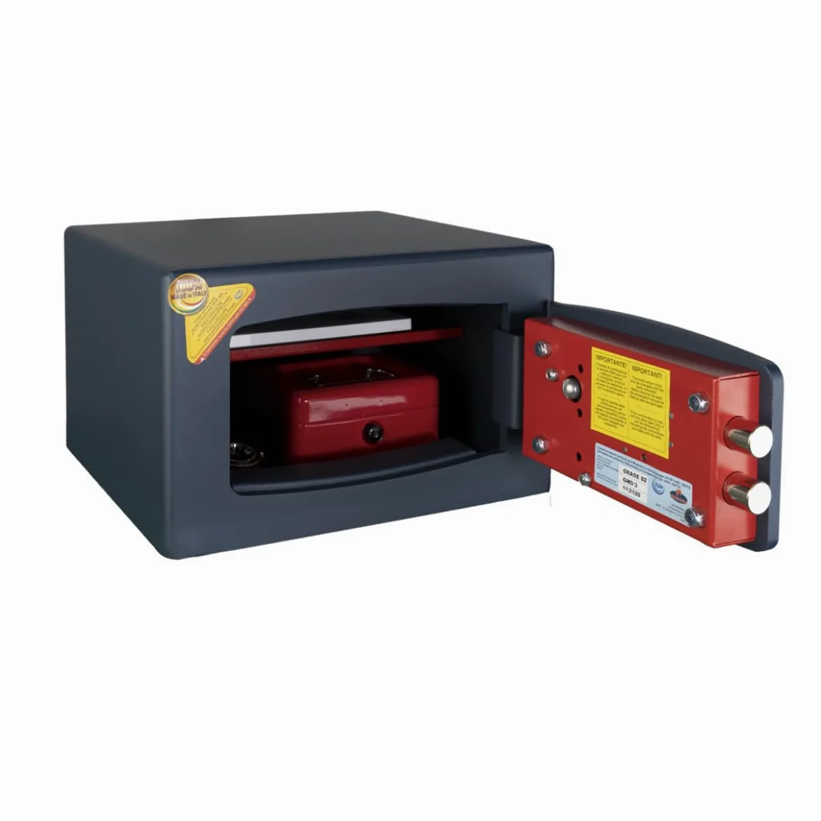 Technomax, Cassaforte a mobile, Gold Moby Diplo, modello GMD/3, Apertura con chiave a doppia mappa + combinatore a 3 volantini, Dimensioni mm. 220 (H) x 350 (L) x 300 (P)
