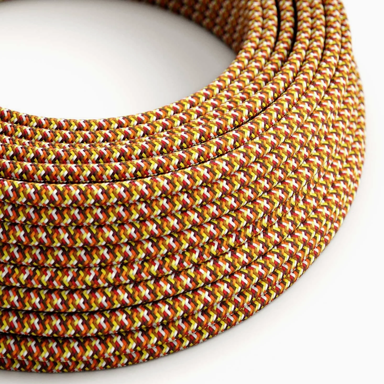Creative-Cables L'originale cavo elettrico rivestito in tessuto 2 x 0,75 mm² (50 m, Pixel Arancione RX01) – Rotondo, effetto seta – Sicurezza certificata, made in Italy