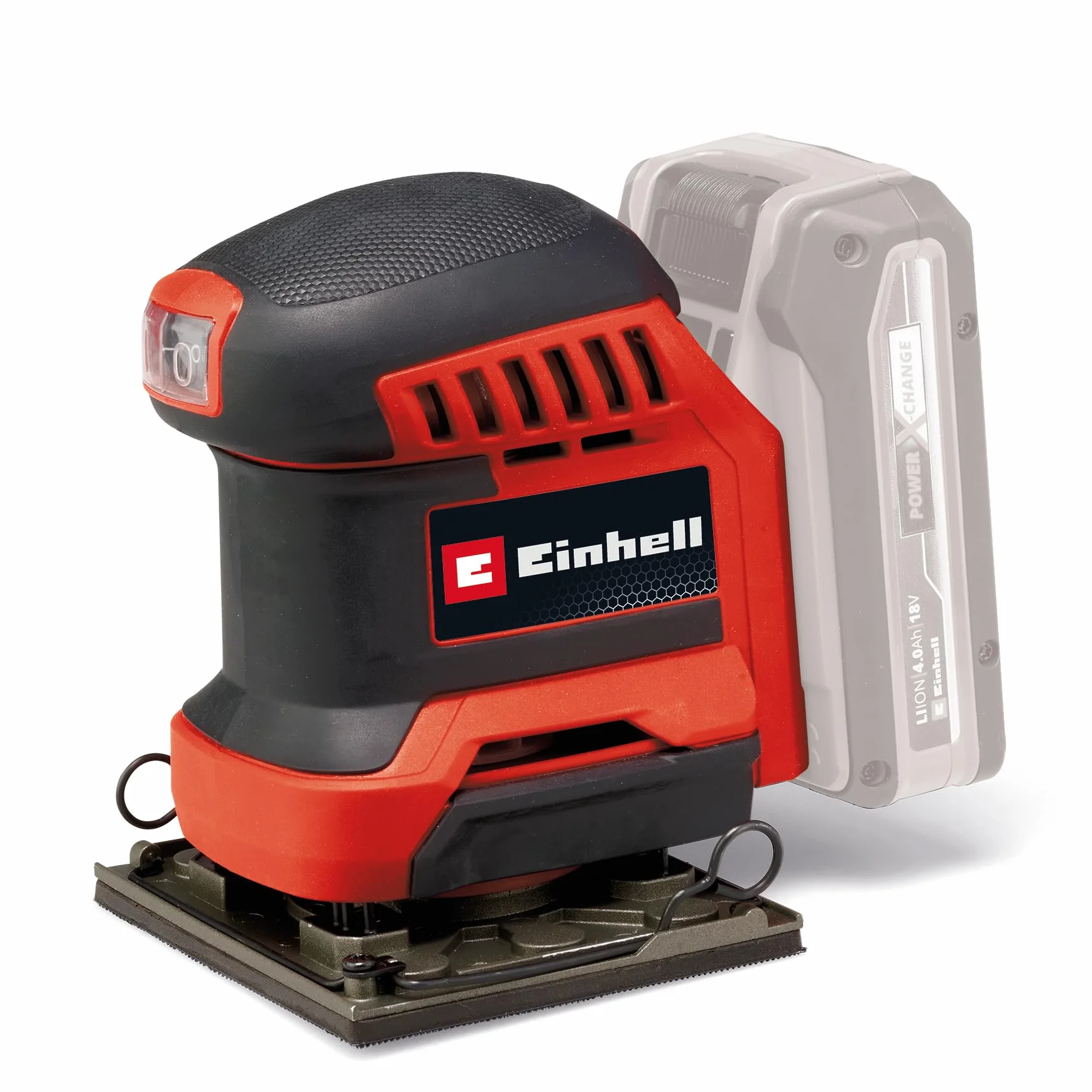 Einhell Smerigliatrice a batteria TE-OS 18/113, 3 X Li-Solo Power X-Change (18 V, levigatrice orbitale, 3 X piastre abrasive intercambiabili, circuito oscillante da 1,8 mm, accessori senza batteria)