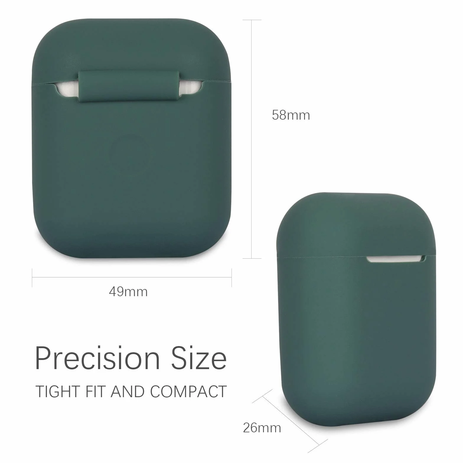 Custodia in Silicone Compatibile con AirPods 2 Custodia, Silicone Protettiva Case Cover per Airpods 2, LED Anteriore Visibile, Deep Green