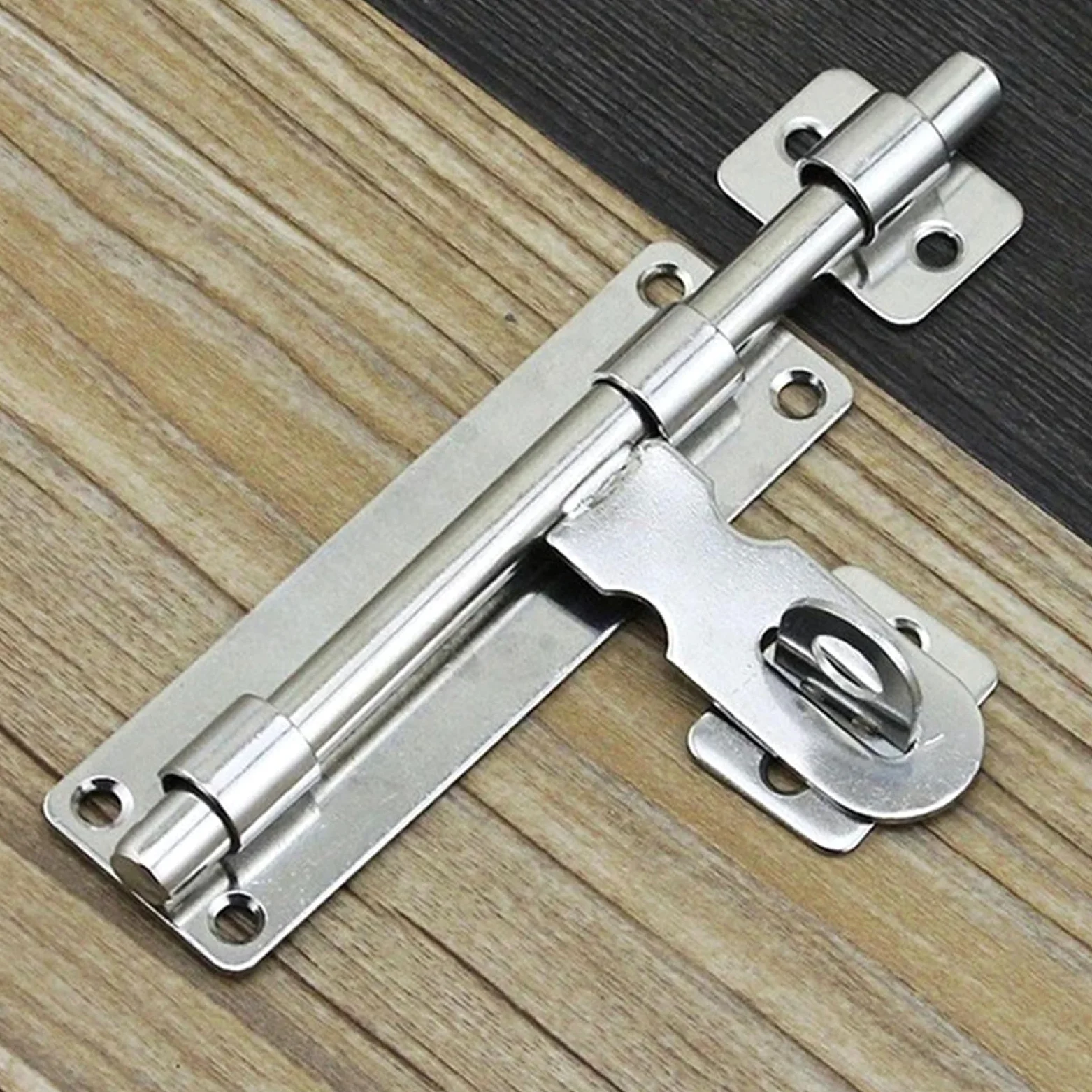 Set di 5 serrature for porta in acciaio inox con chiavistello e lucchetto, spazzolato Per Porta
