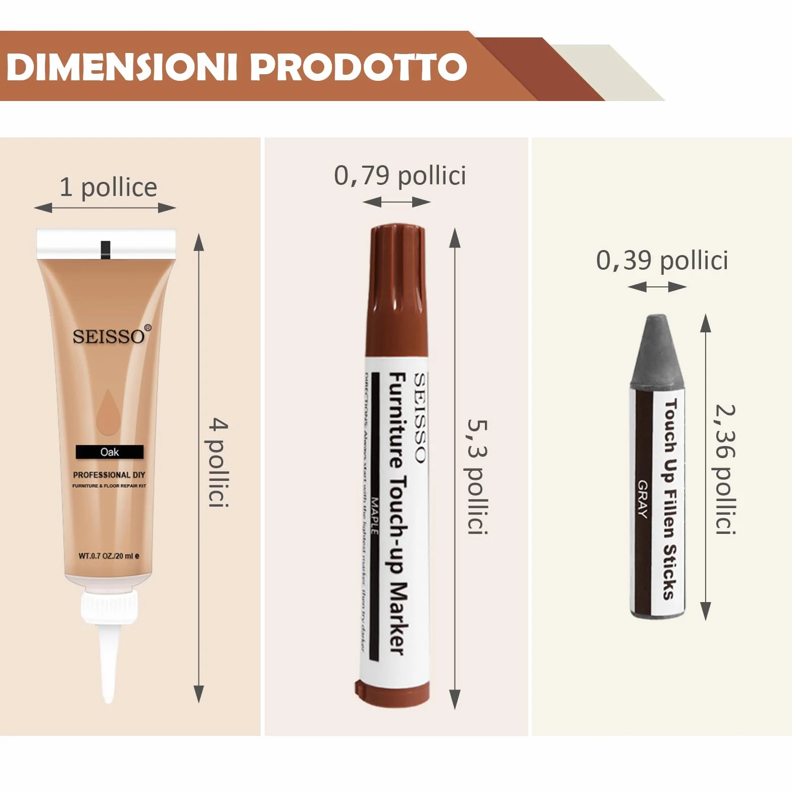 Kit di Riparazione Mobili in Legno - Set di 42 stucchi, Pennarelli e Bastoncini di Cera per la Riparazione di Mobili - Utilizzato per Coprire Graffi, Macchie, Tavoli, Scrivanie
