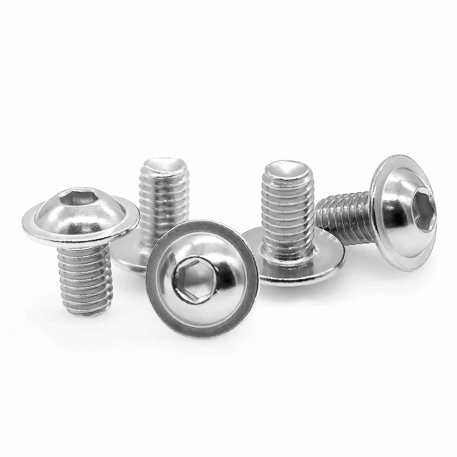 Viti Testa Bombata M8 x 14 mm Esagono Incassato Flangiate Inox Cava Esagonale con Chiave a Brugola