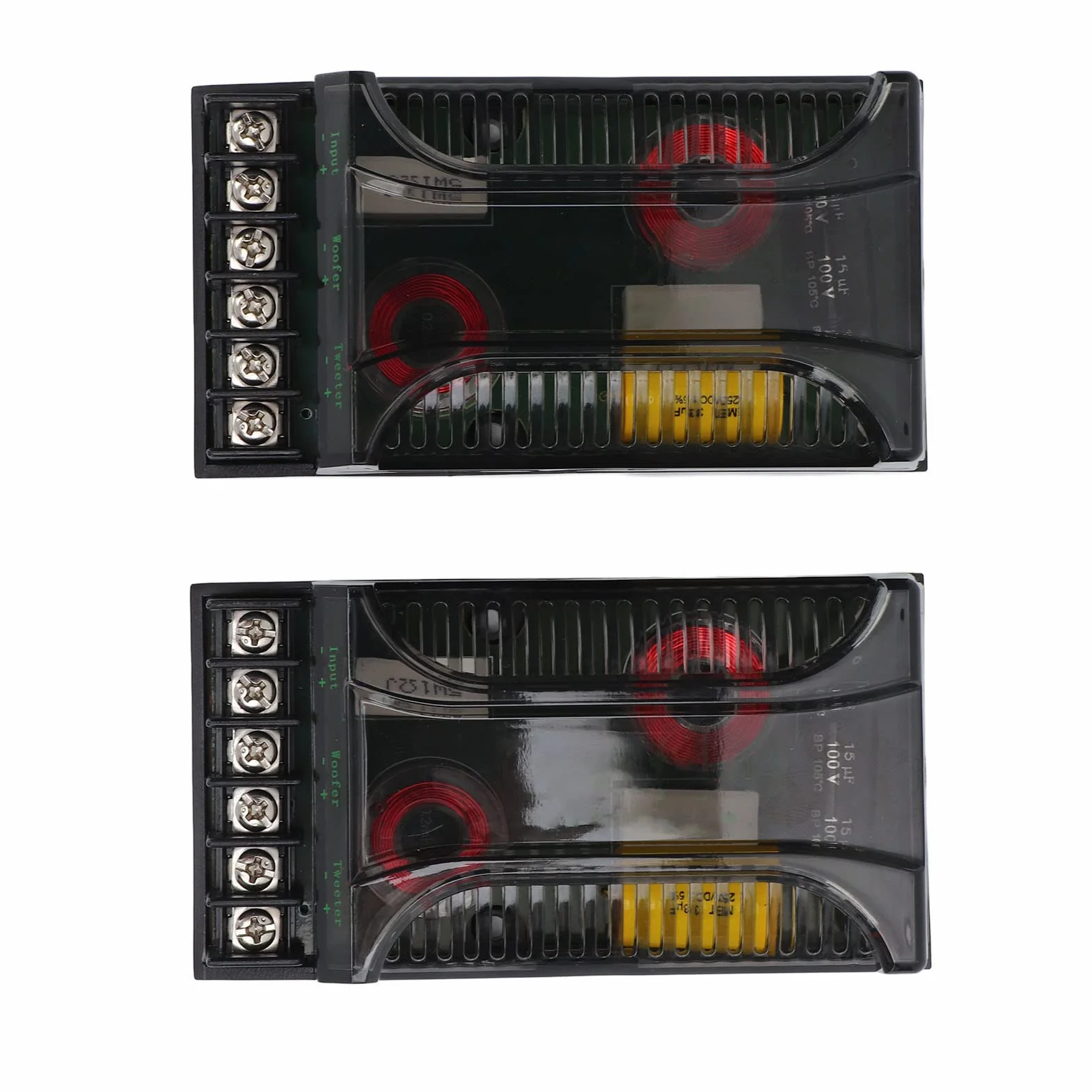 2Pcs Car Audio Crossover Passivo, 2 Way Car Audio Crossover Protezione da Sovracorrente Dissipatore di Frequenza Dell'altoparlante Universale per la Dissipazione del Calore