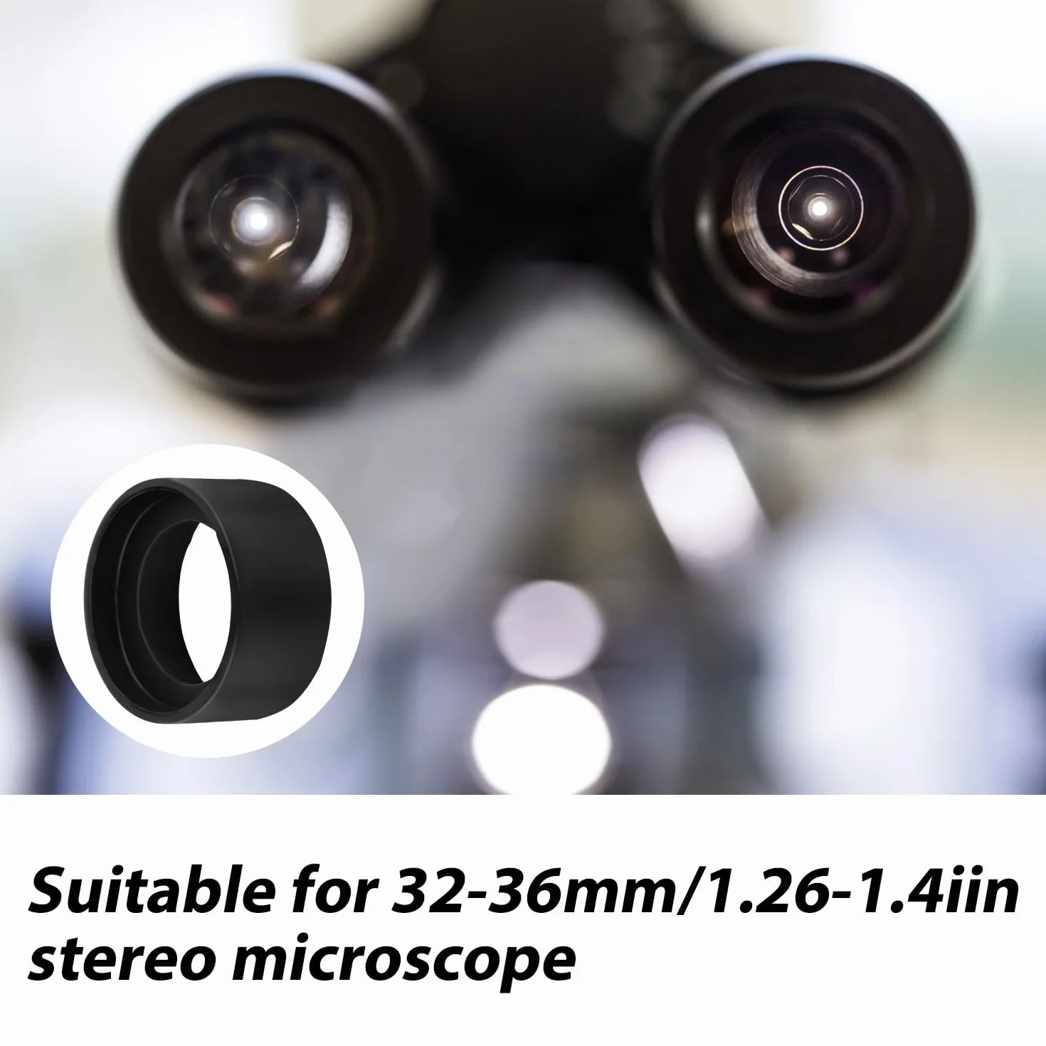 2 Pezzi Copertura Oculare per Ottiche, Tappi di Protezione per Oculari Binoculari in Gomma Tappi di Protezione per Oculari Tappi di Ricambio per Microscopi Stereo ad Angolo Piatto da 32-36 mm (Nero)