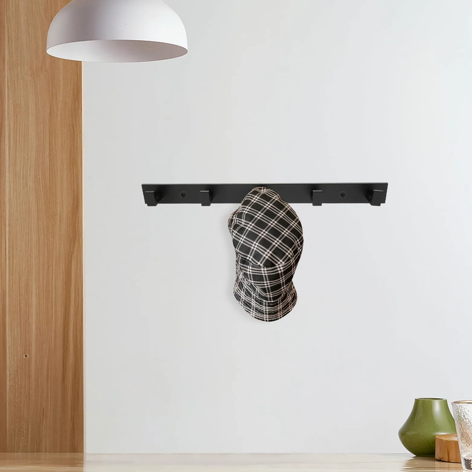 LABRIMP Gancio Adesivo da per Appendere Cappelli e Cappotti in Alluminio Nero Facile da Installare, per Bagno e Cucina su Piastrelle