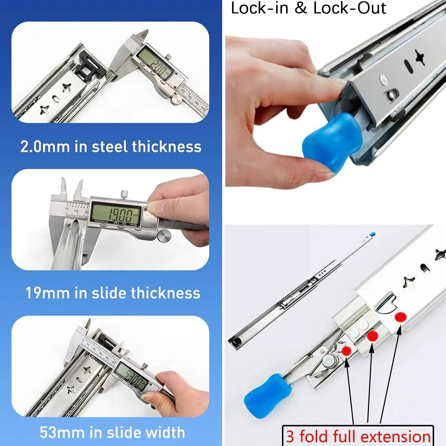 Guide For Cassetti Ad Estrazione Totale, Guide For Cassetti Con Chiusura For Carichi Pesanti, Facile Da Installare, For Scaffalature For Carichi, Armadi(900mm/36in)