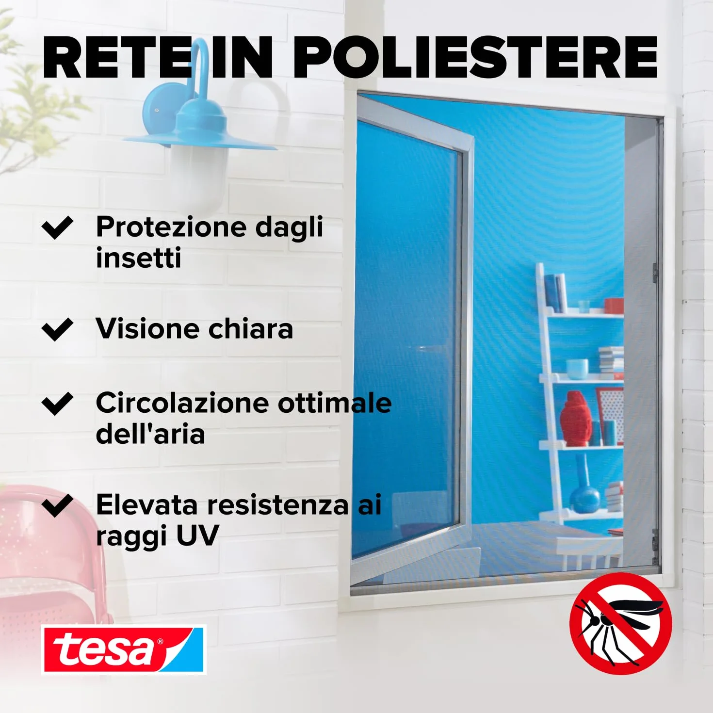 Tesa Insect Stop Zanzariere Attacca & Stacca STANDARD per Finestre Bianco 130x150 cm