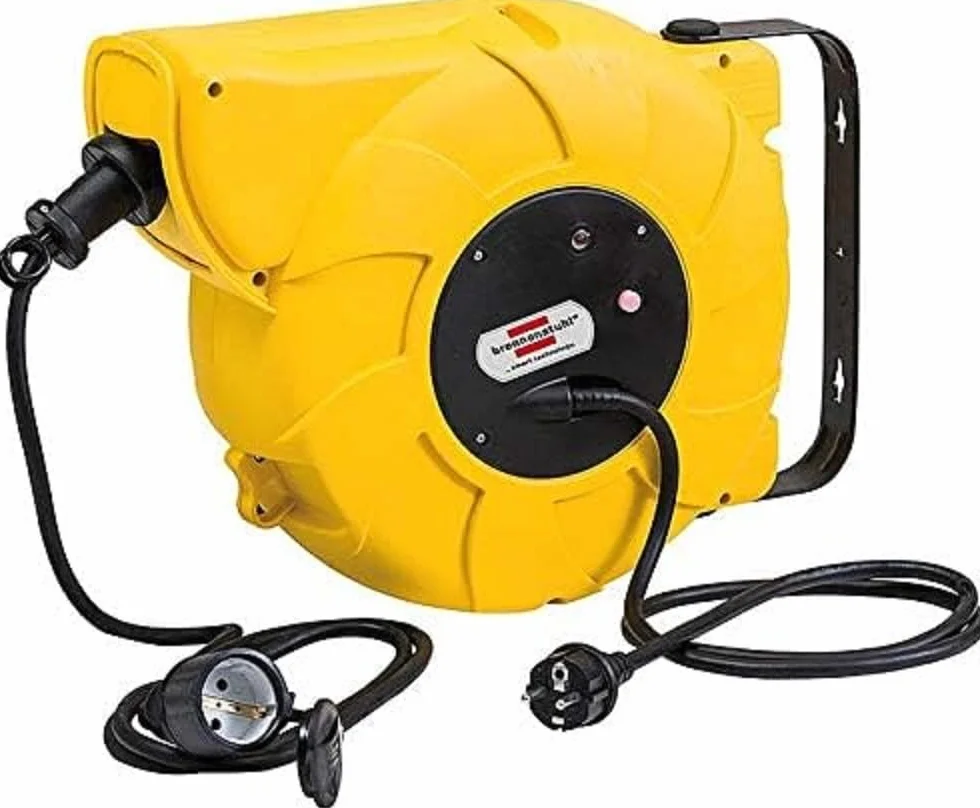 Brennenstuhl Pre-interruttore automatico IP44 / beben - Avvolgitore cavo automatico per esterni (cavo da 16+2 m, per montaggio a parete e soffitto, IP44) giallo