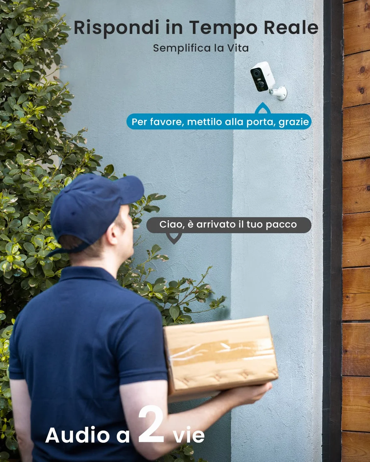 ieGeek 2K Telecamera Wi-Fi Esterno/Interno Senza Fili Batteria, Faro e Allarme Integrato, Visione Notturna a Colori, Rilevamento Movimento PIR, 2 Vie Audio, SD/Cloud Archiviazione, 2,4GHz WiFi, IP65