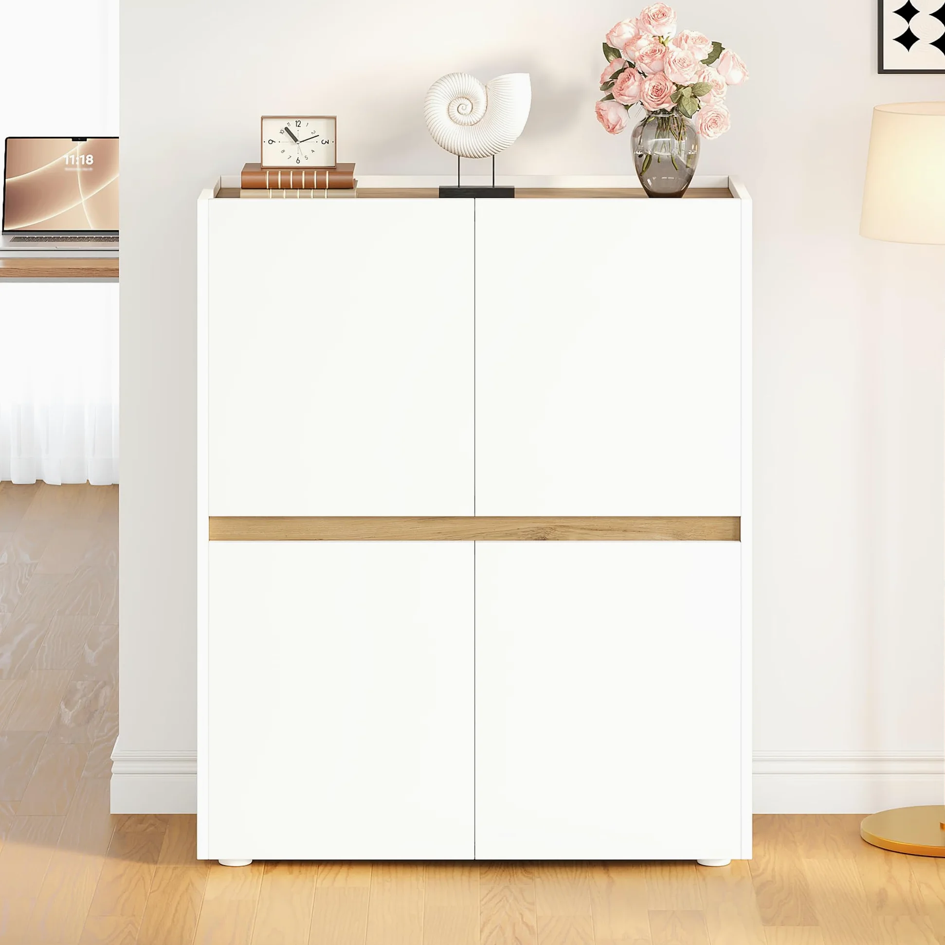Armadietto alto, 90 x 40 x 110 cm, ripiani regolabili, credenza, armadietto moderno, cassettiera, armadio alto