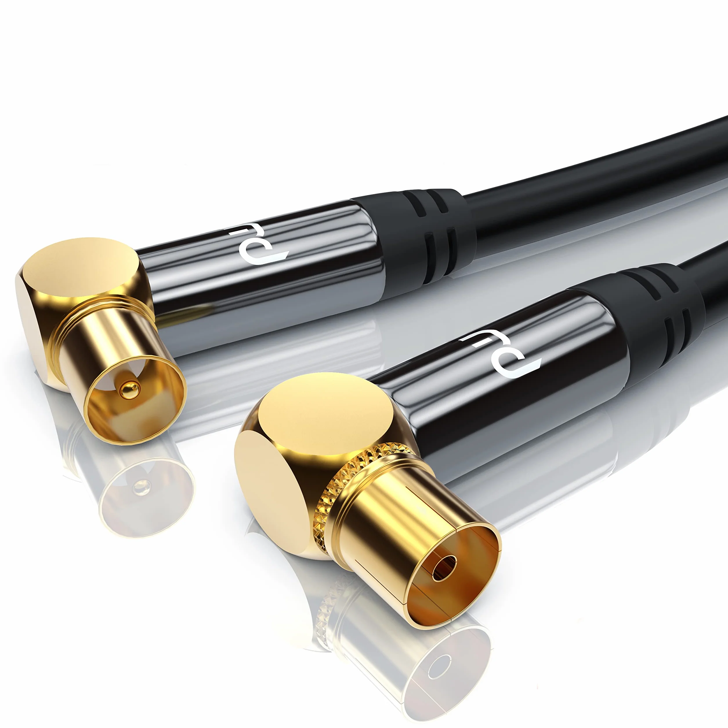 1m Cavo Antenna a Gomito 90 Gradi maschio femmina - Serie Premium professionale - DVB-T Digitale terrestre UHF VHF - Connettori dorati - 75 Ohm - Resistenza 135dB – Spessore cavo 7,5mm – Nero