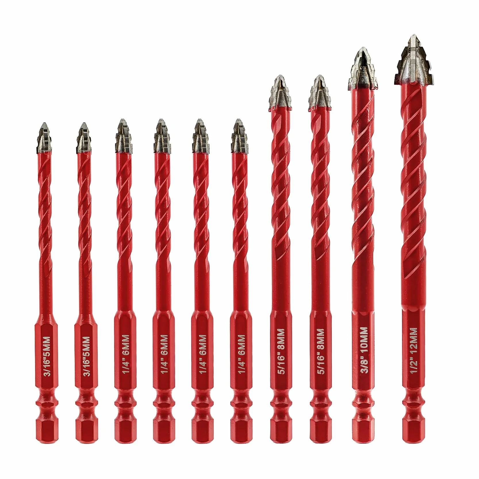 FOCSTOL Punte Trapano Eccentriche 5/6/8/10/12mm Set 10 Pezzi per Legno Plastica Muratura