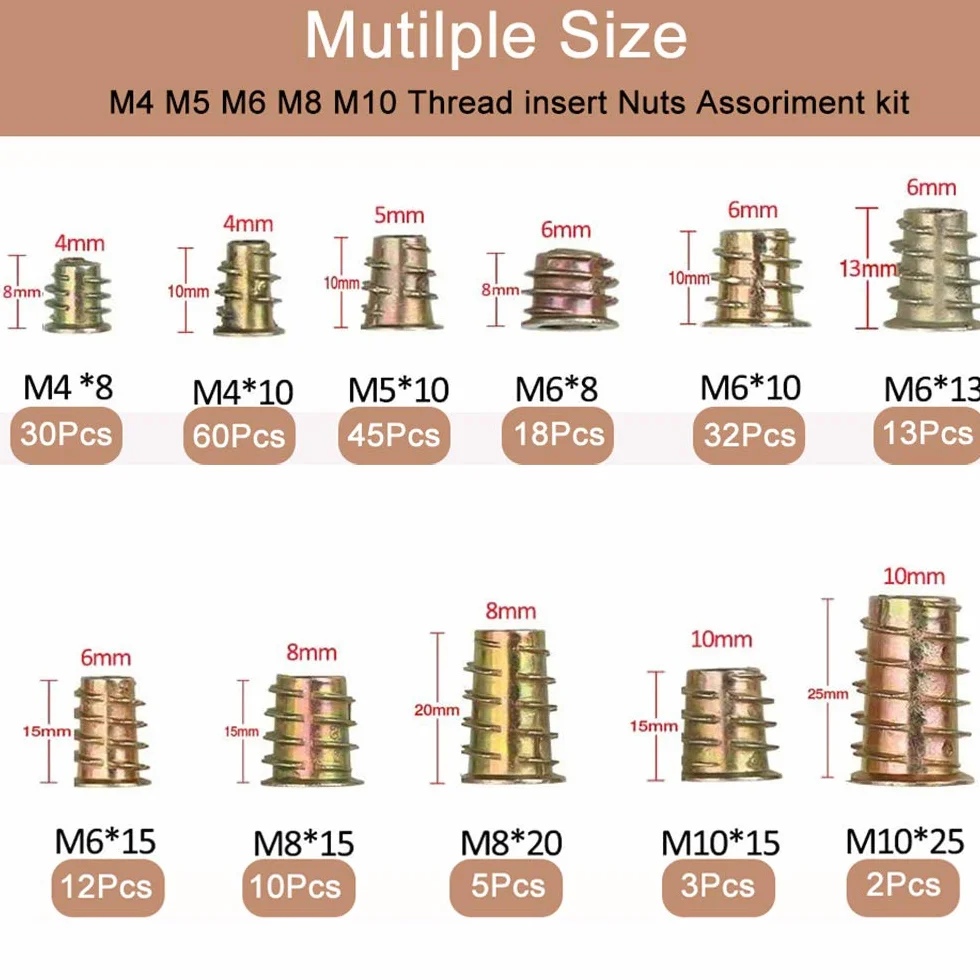 Dadi Esagonali in Acciaio al Carbonio Zincato M4 M5 M6 M8 M10 Kit Assortimento per Mobili
