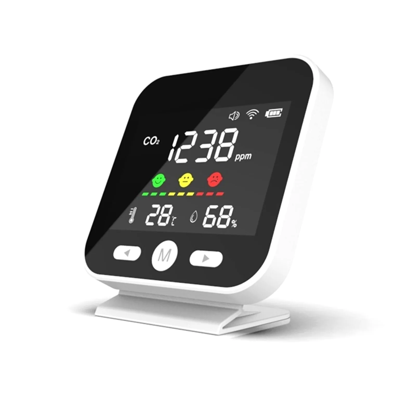 Misuratore Qualità dell'aria, Monitor a qualità 'aria Misuratore di anidride carbonica CO2 Rilevatore di misurazione 'umidità a temperatura Tester a infrarossi NDIR per Casa Cucina Ufficio Auto