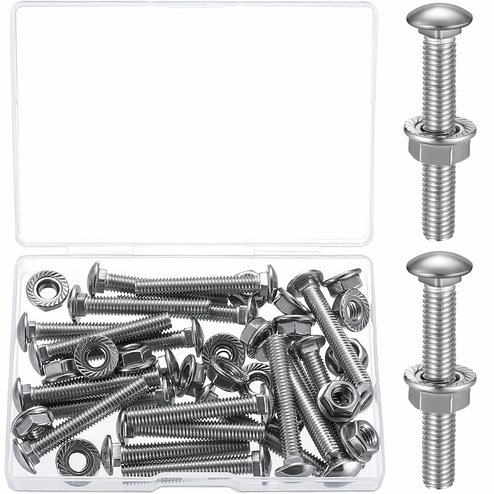 M6 Bulloni per Carrozze, M6x40mm Viti a Testa Tonda, Dado Flangia Esagonale, Rondelle