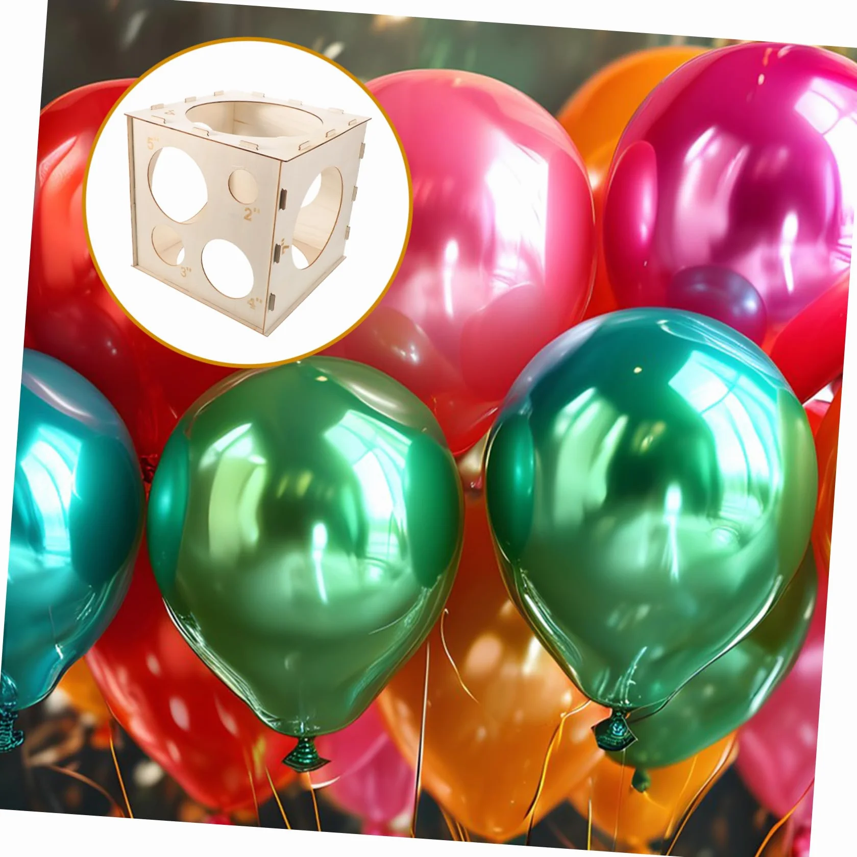 Abaodam Scatola di Misurazione per Palloncini in Legno Pieghevole 9 Fori