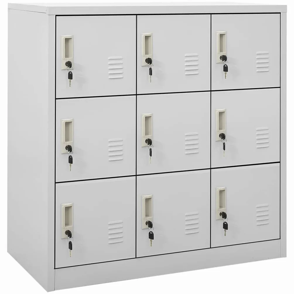 Armadietti in Acciaio da 2 unità - Armadietti per Ufficio in Metallo Grigio Chiaro, 90 x 45 x 92,5 cm - Resistenti e sicuri per l'organizzazione del Posto di Lavoro