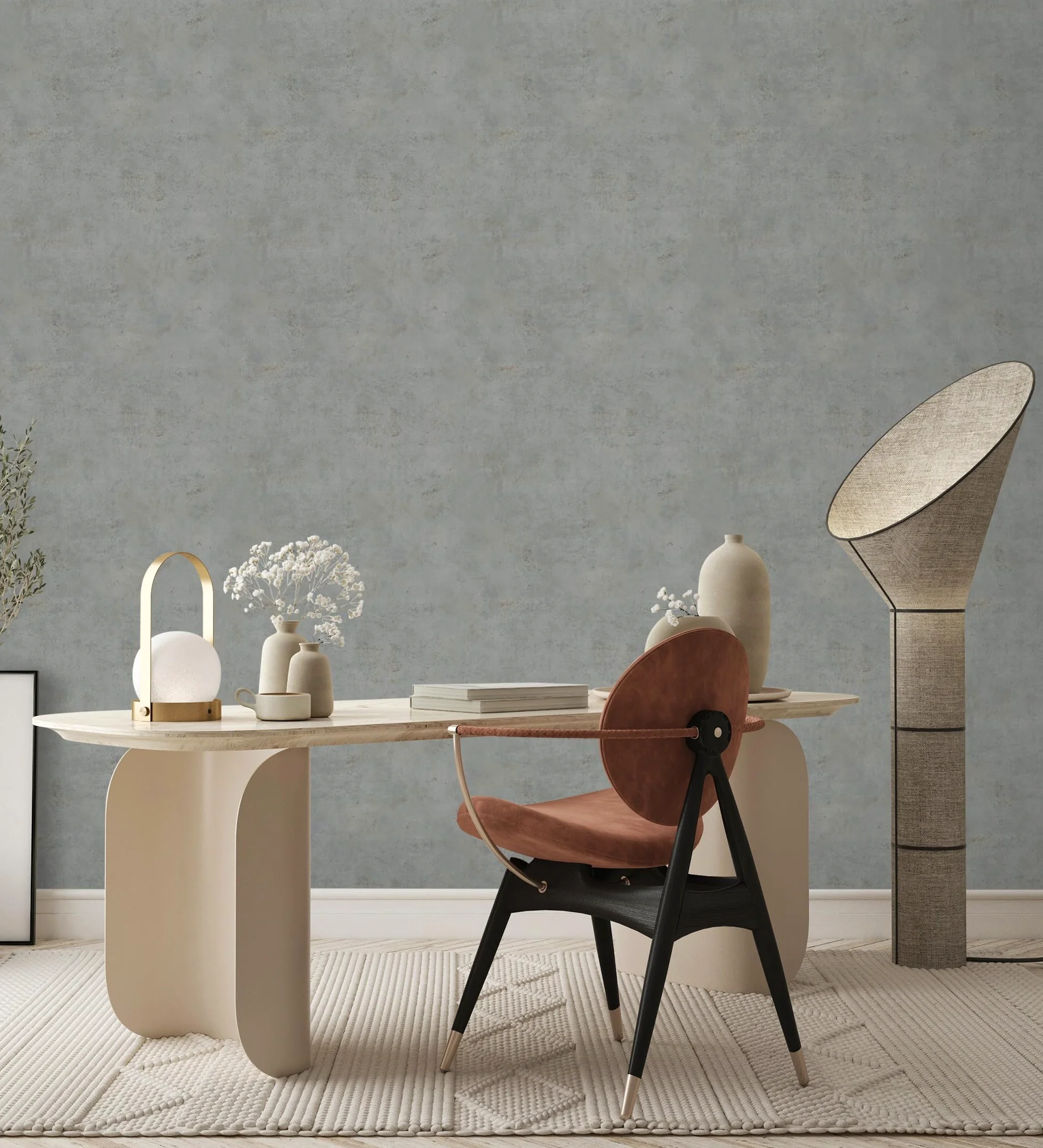 GAULAN 682765 - Carta da parati vinilica lavabile effetto microcemento con texture ruvida per pareti soggiorno cucina bagno camera da letto corridoio - Rotolo di 10 m x 0,53 m