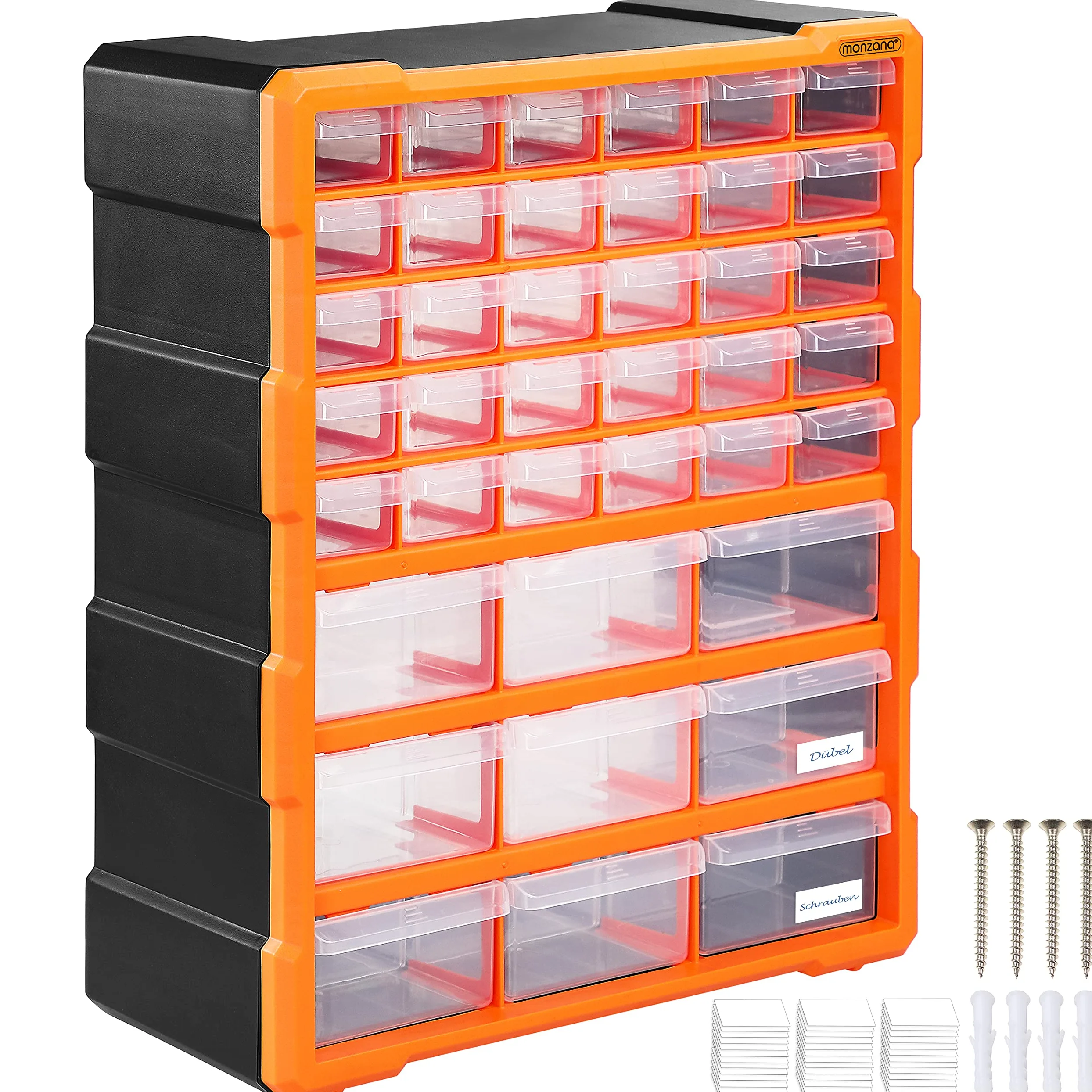 MONZANA® Portaminuteria 39 Cassetti Fino a 72 Scomparti 16x38x47,5cm Organizer Multiuso Officina Minuteria Box Viti