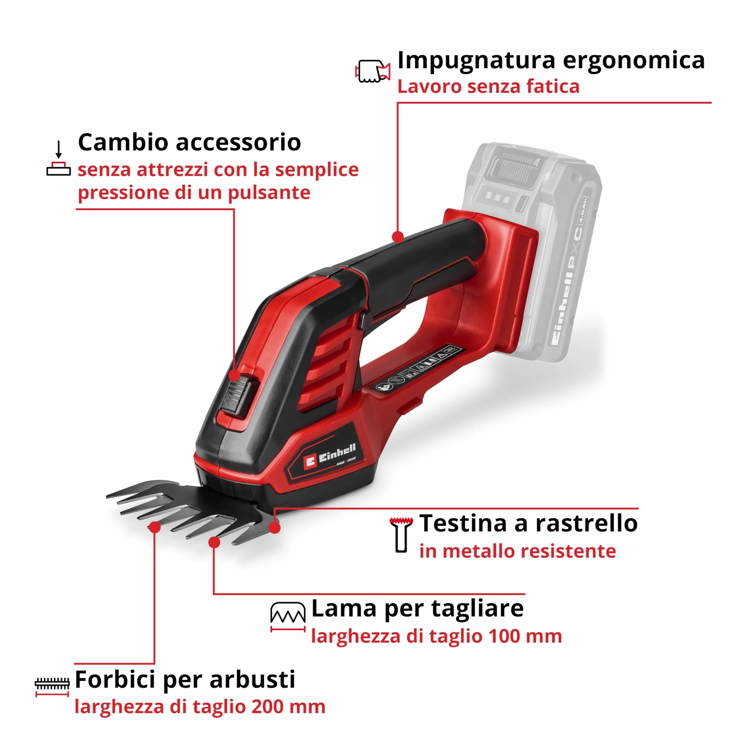 Einhell GE-CG 18/100 Li Noże do trawy i krzaków 3 w 1 18V Power X-Change