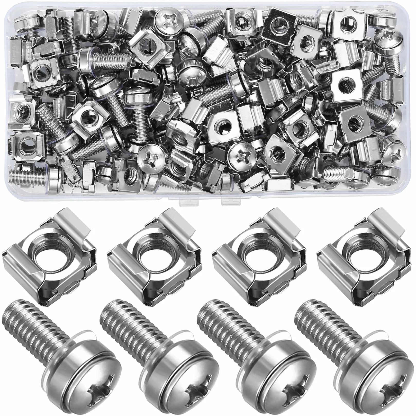 Viti e Dadi in Gabbia M6x20mm per Armadio Rack, 110 Pezzi (55 Set) Accessori per Montaggio