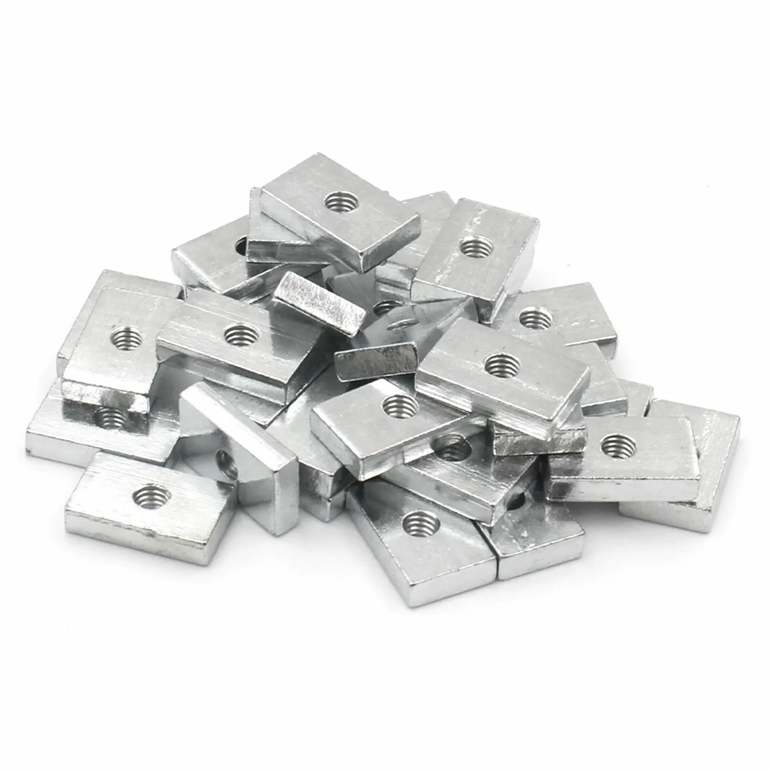 50 pezzi Dadi quadrati sottili rettangolari in acciaio al carbonio zincato M3 M4 M5 M6 M8 Blocco scorrevole for profili in alluminio M6-24x12x2.5