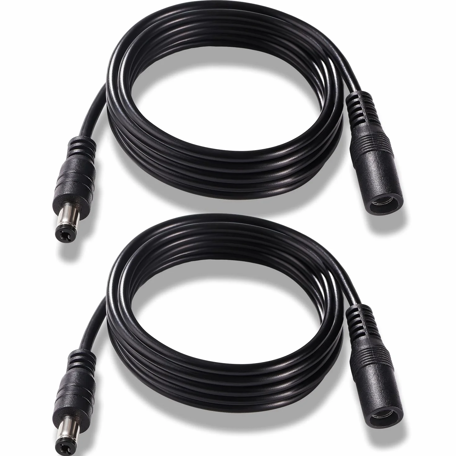 2 Pezzi 2m 5.5x2.1 mm 24V 12V Cavi di Prolunga per Alimentazione DC, DC Cavo Estensione Maschio a Femmina 22AWG, per Telecamera Sicurezza CCTV, DVR, Nero