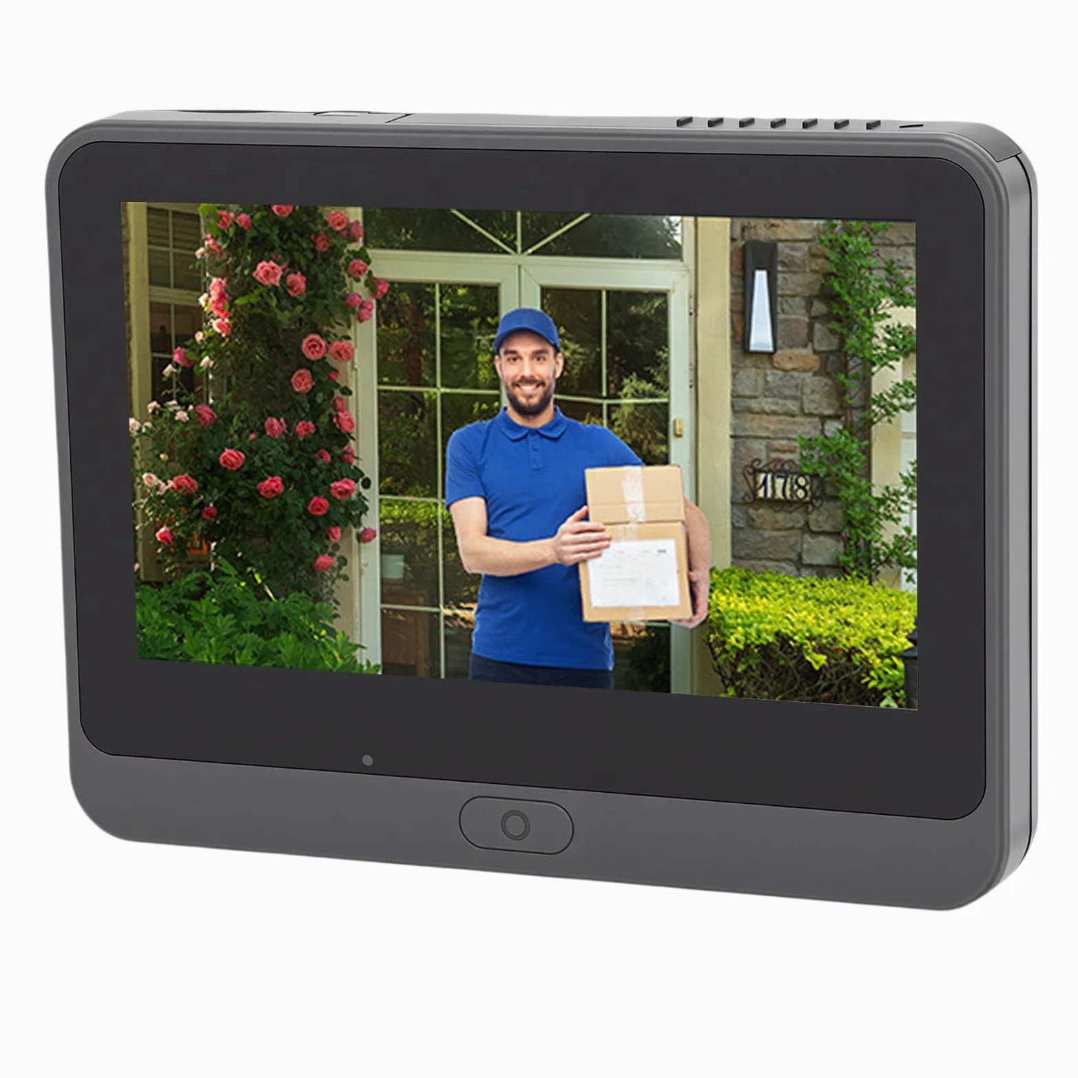 FTVOGUE Videocitofono 4.3" 1080P WiFi PIR Rilevamento Movimento 5000mAh | Telecamera per campanello intelligente per appartamento.Interfono bidirezionale.Visione notturna.Obiettivo