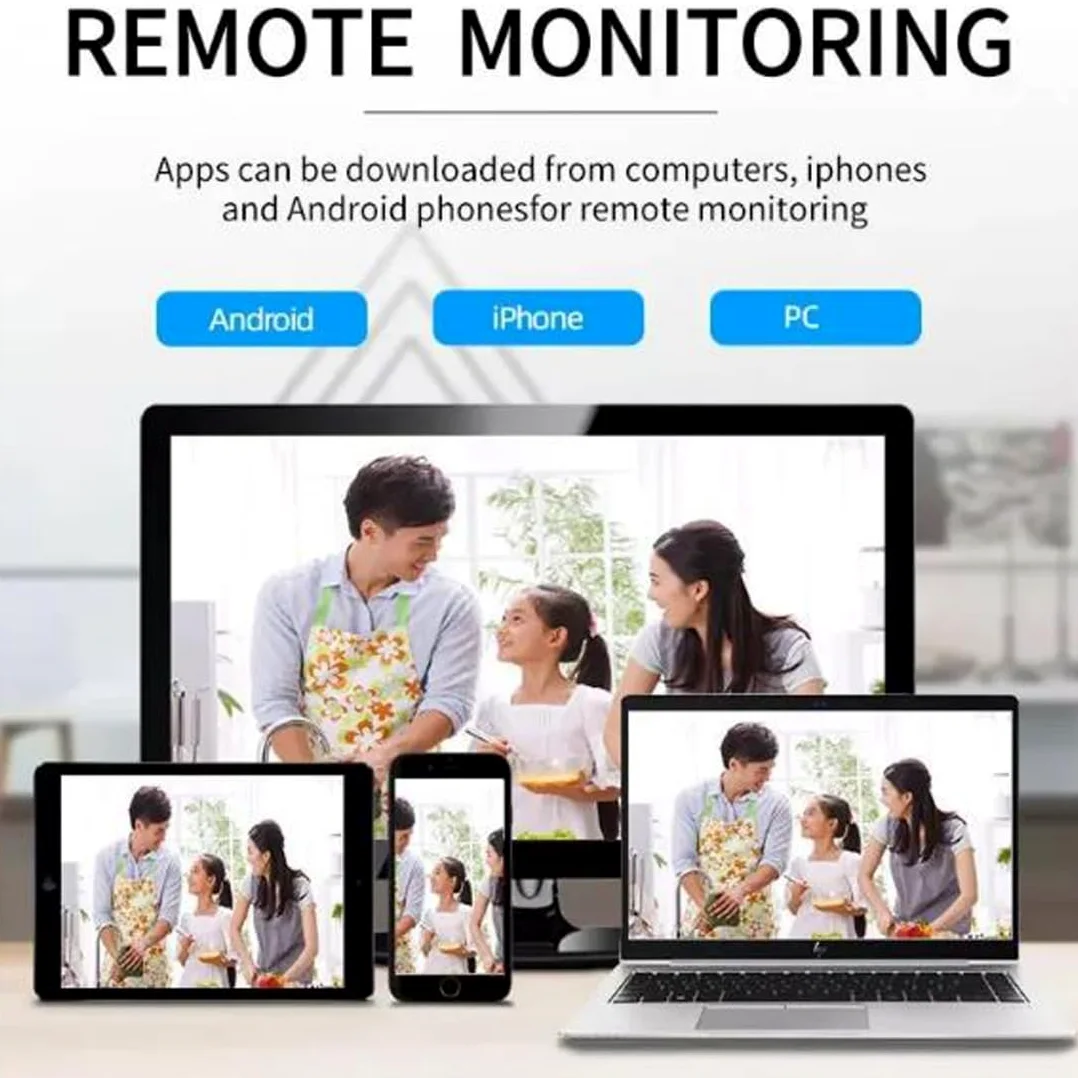 Sistema di telecamere di sicurezza domestica wireless WiFi da 5 MP con 4 telecamere, kit di videosorveglianza 2K HD per esterni con audio, rilevamento del movimento, visualizzazione remota