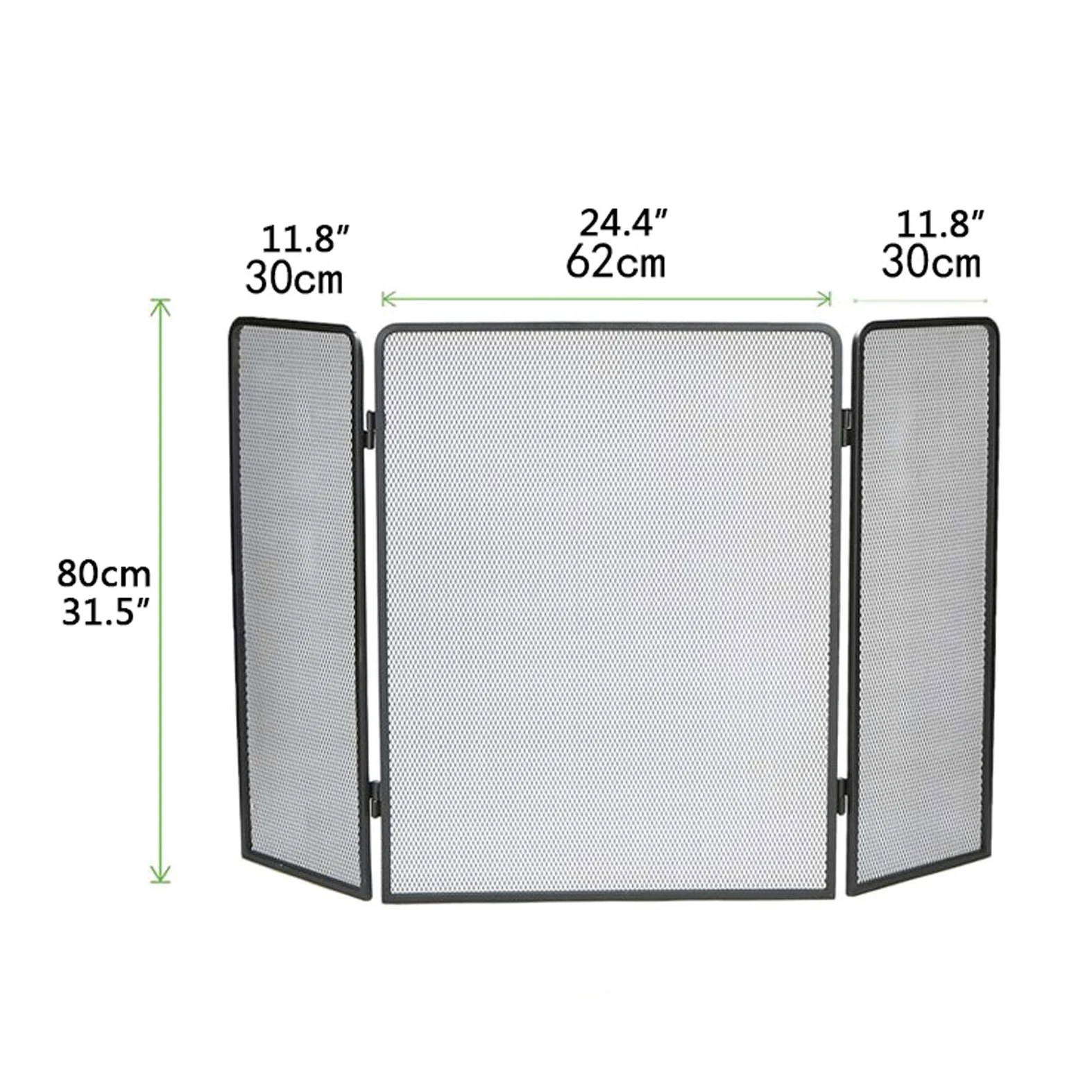 Schermi per Caminetti di Guardia Stile classico in metallo a 3 pannello Schermo in metallo nero Nero Metal Mesh Spark Guard Cover Cover Camino Accessori 31.5 "x 48" Accessori per Caminetti in Rete Dec
