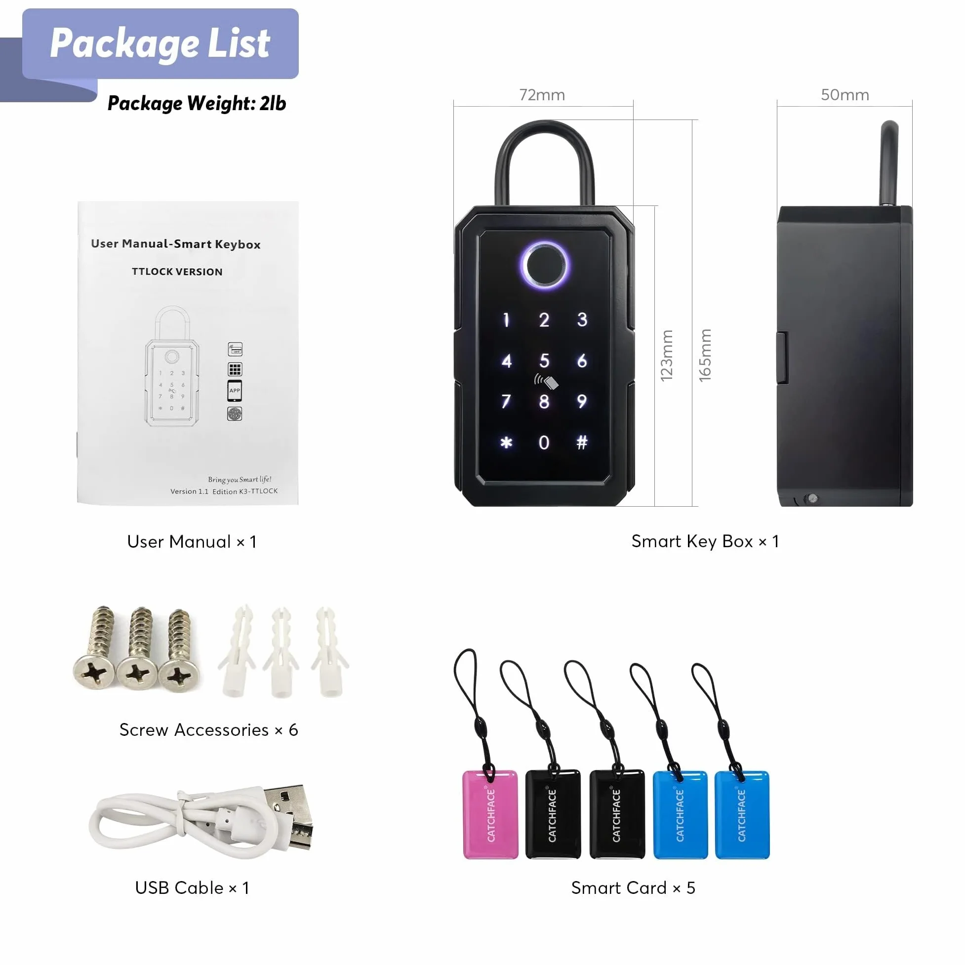 Cassaforte, Cassaforte impermeabile for esterni con serratura intelligente for password, antifurto, Tuya o TTLock APP, portachiavi(TUYA Version)