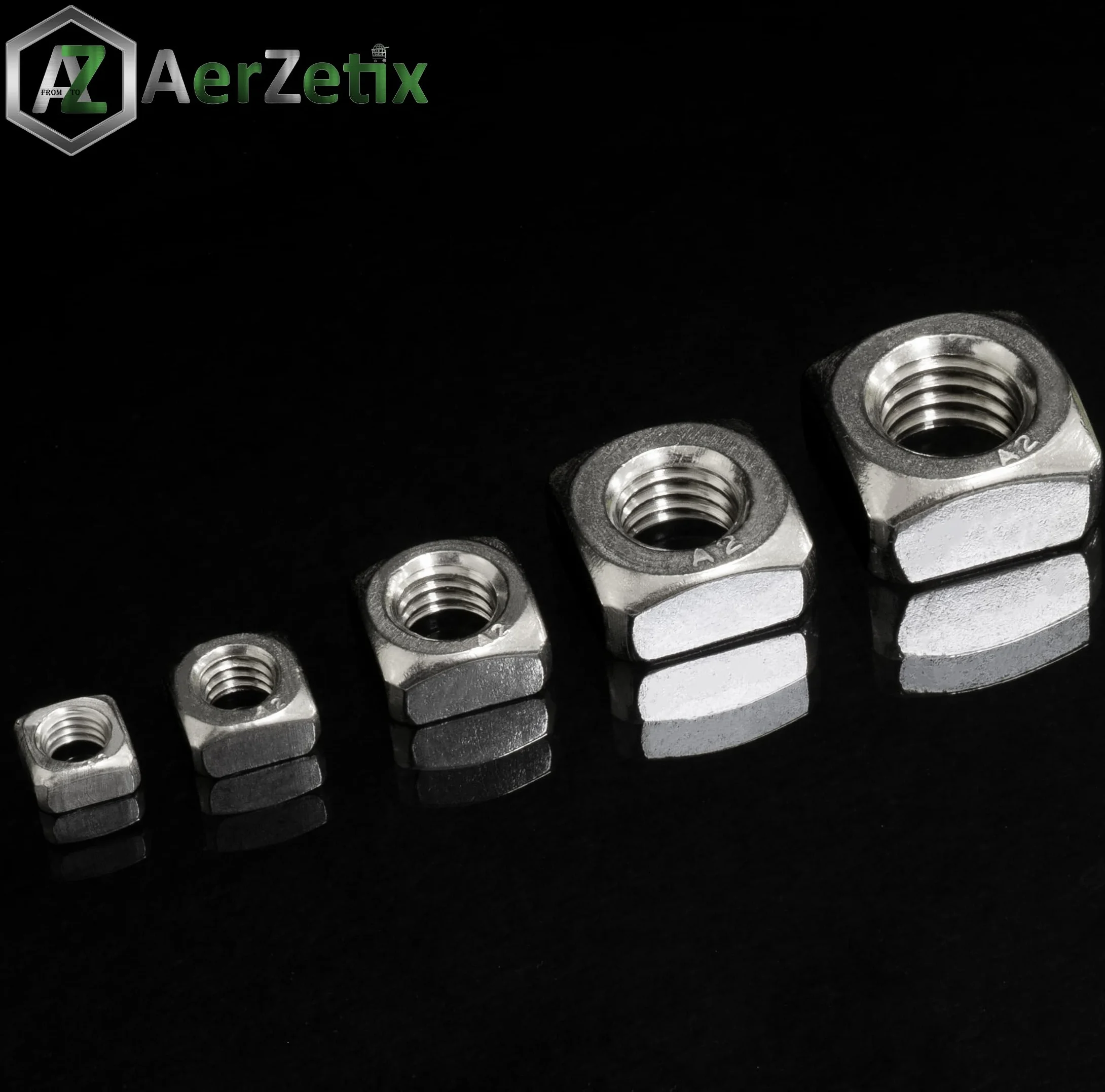 AERZETIX Set di 30 dadi quadrati smussati M6 inossidabili A2