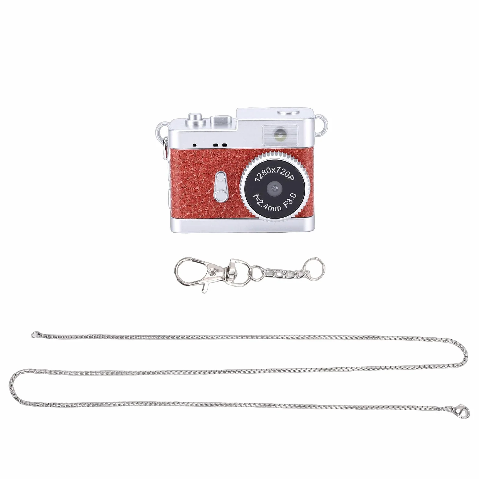 Topiky Mini Fotocamera Portachiavi, Videocamera CCD per Fotocamera Digitale retrò HD con Schermo da 0,96 Pollici Luce LED 4 Filtri, per la Registrazione di Studi di Viaggio (Marrone vintage)