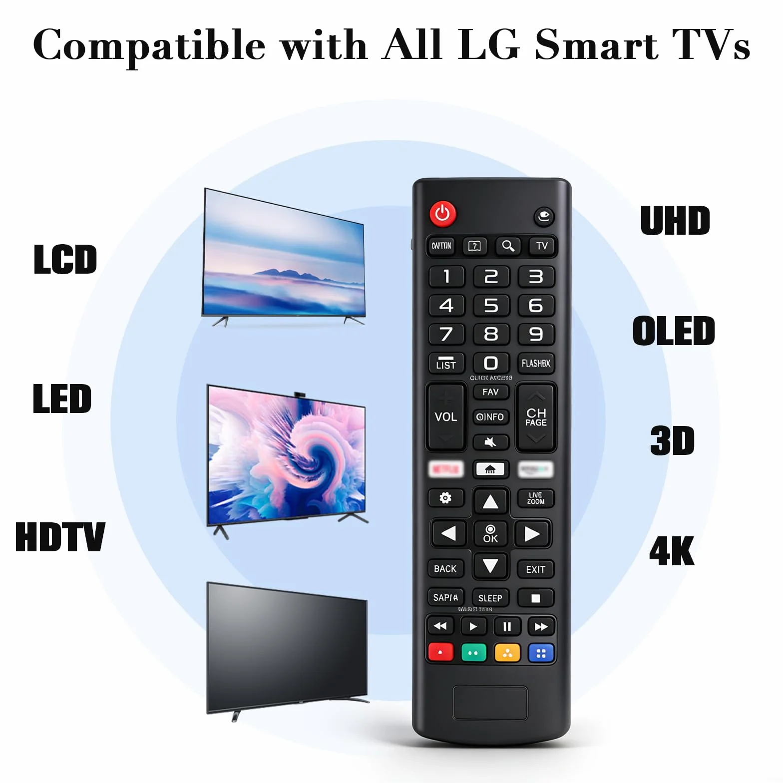 Telecomando Sostitutivo LG Universale, 2PCS AKB75095307 per Telecomando LG Smart TV, con Netflix Amazon Streaming Buttons, Non Serve Programmazione Compatibile Universale per LG TV LED LCD HDTV 3D 4K