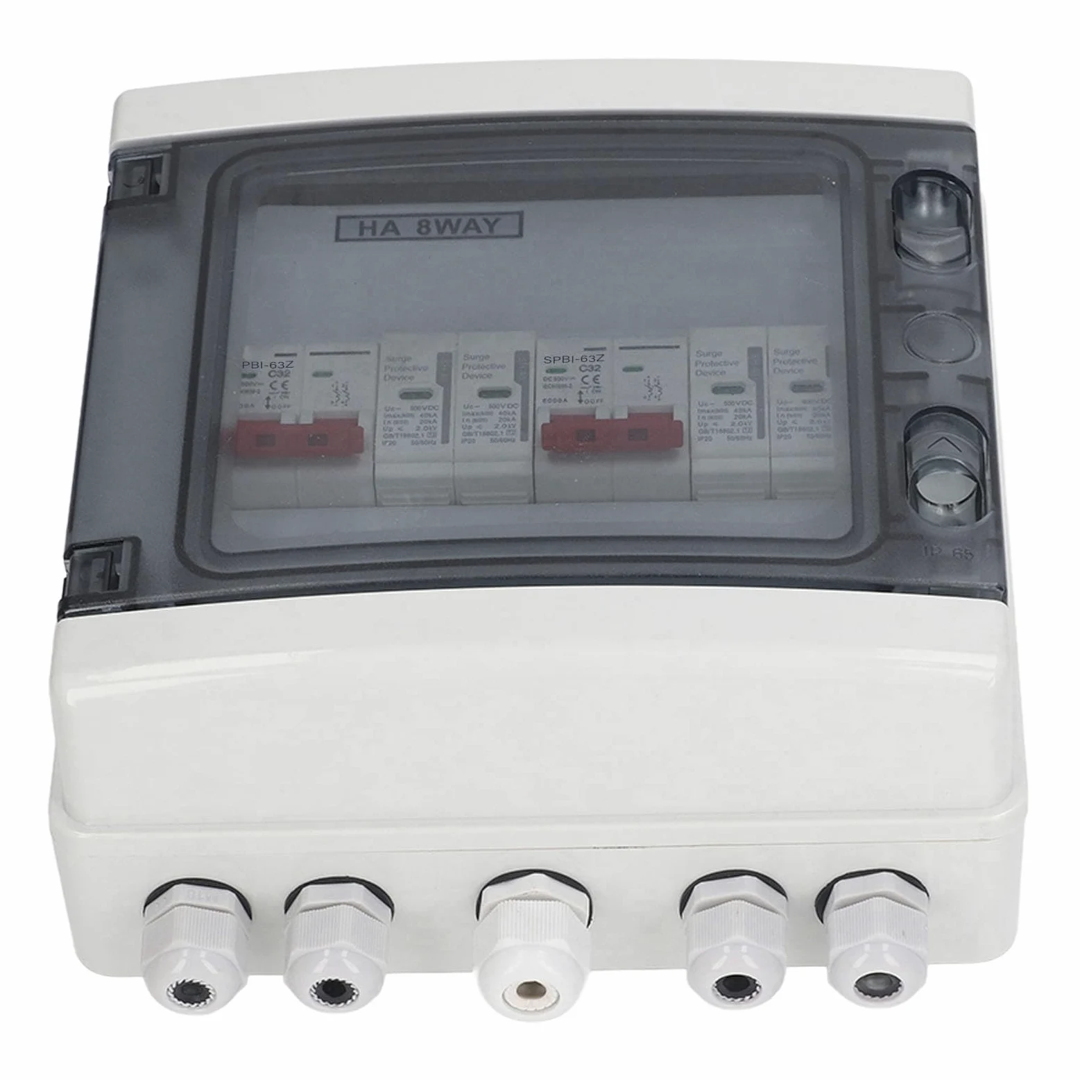 AUNMAS Sezionatore Solare DC500V Scatola Combinata Fotovoltaica 32A 2 in 2 Out IP65 Resistente All'acqua con Interruttore Automatico di Protezione da Sovratensione per di Griglia