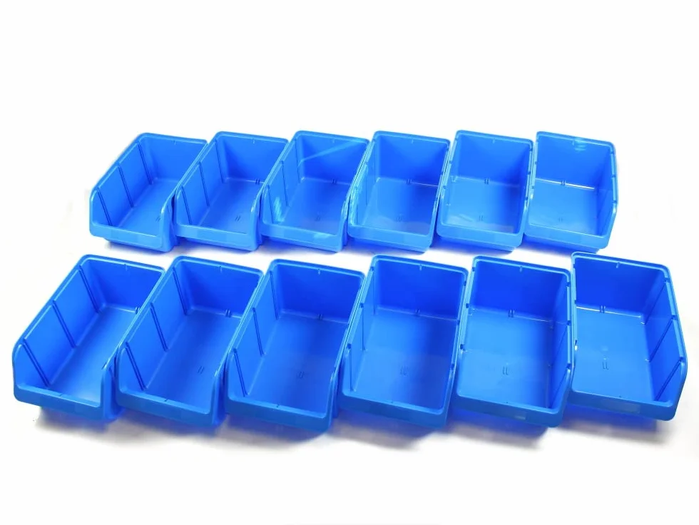 Scatole a vista impilabili in polipropilene PP misura 4 blu 207x155x332 mm per officina garage magazzino